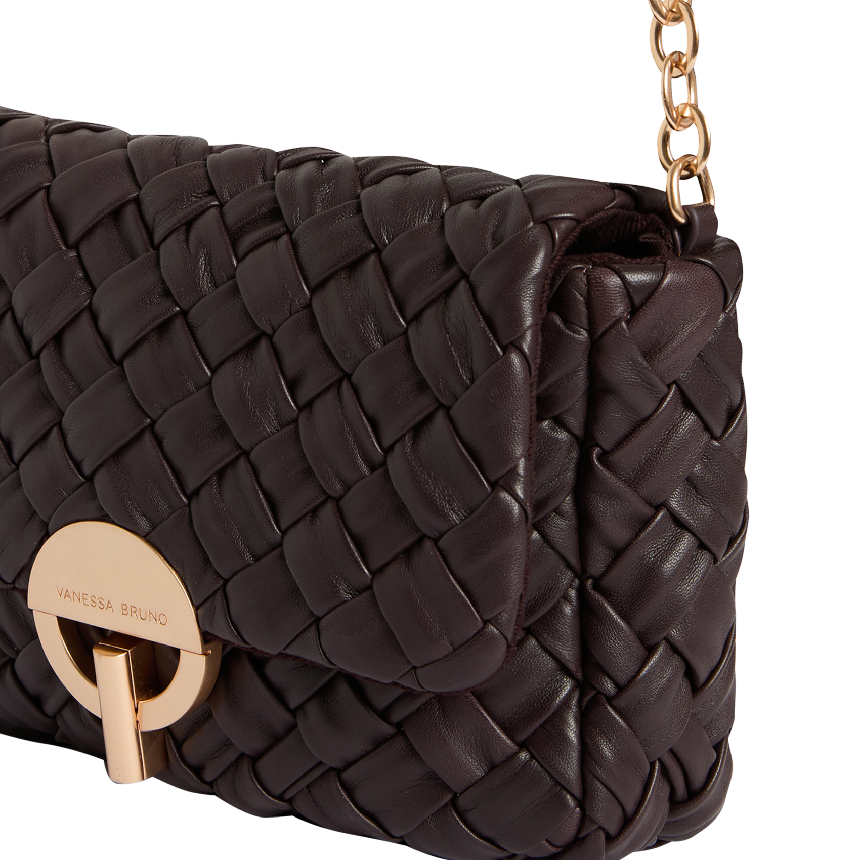 Braided leather shoulder bag VANESSA BRUNO Brown