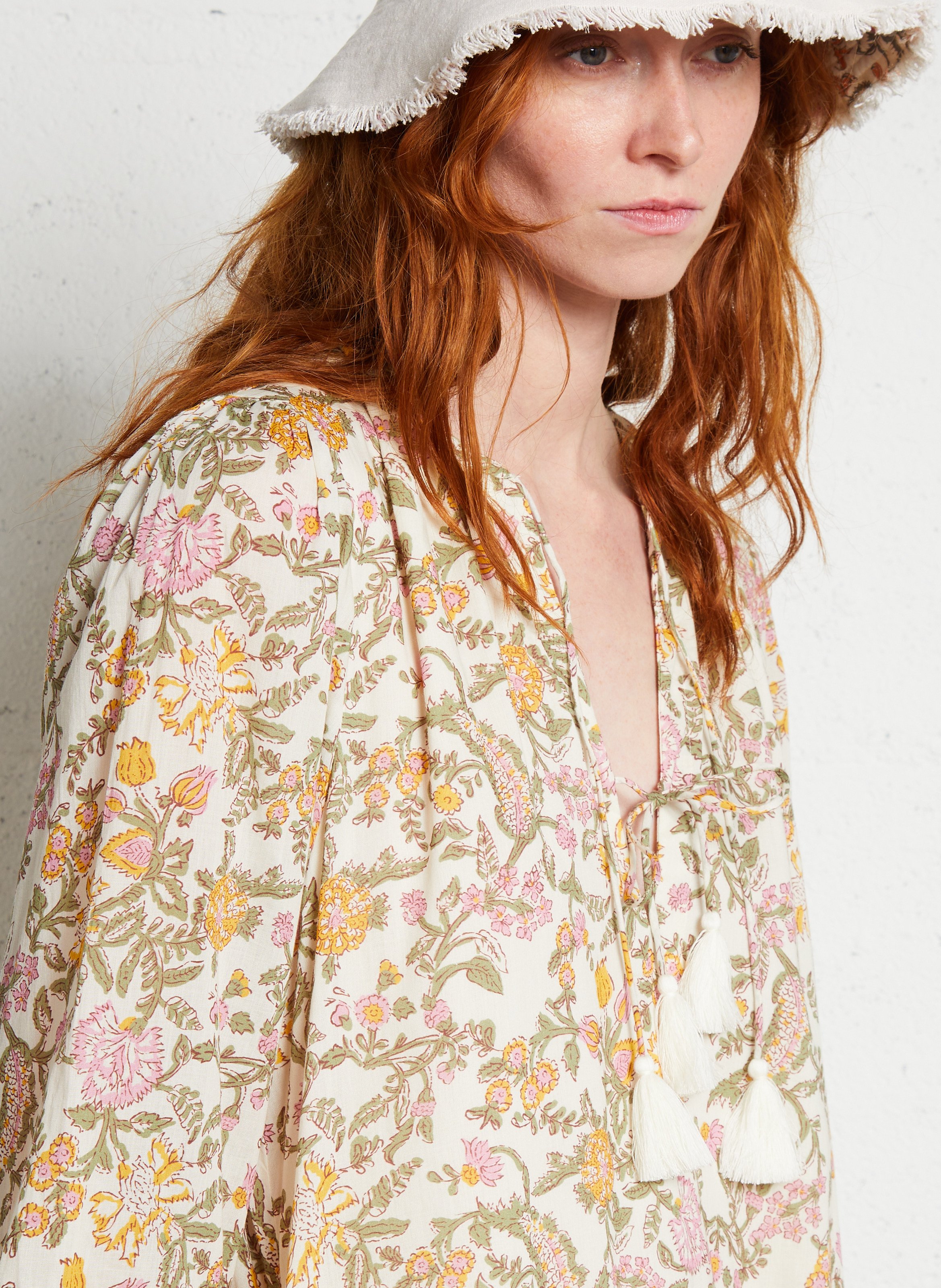 Robe midi col V imprimée LOUISE MISHA Multicolore