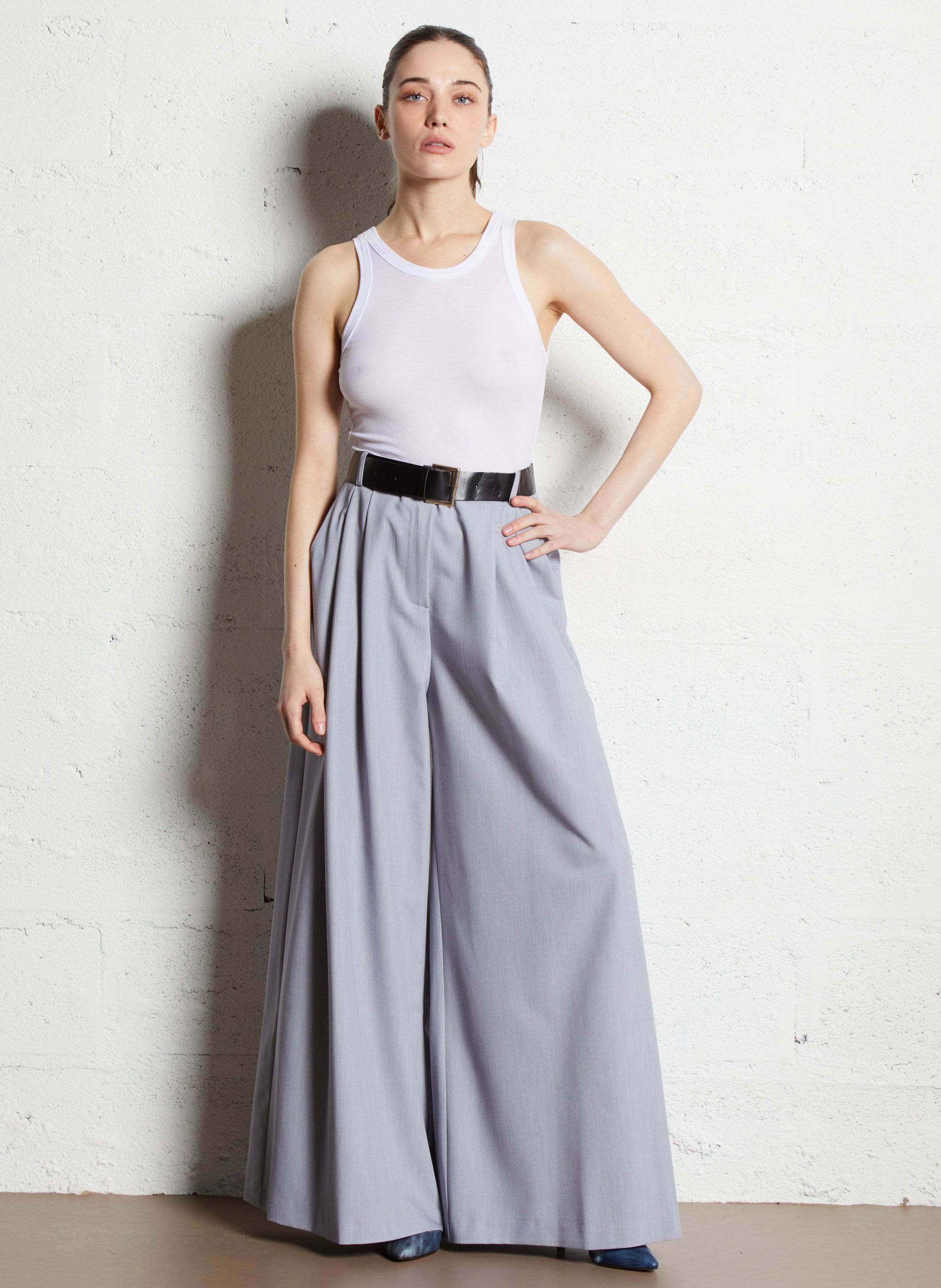 Sleeveless knit tank top IMPERIAL White