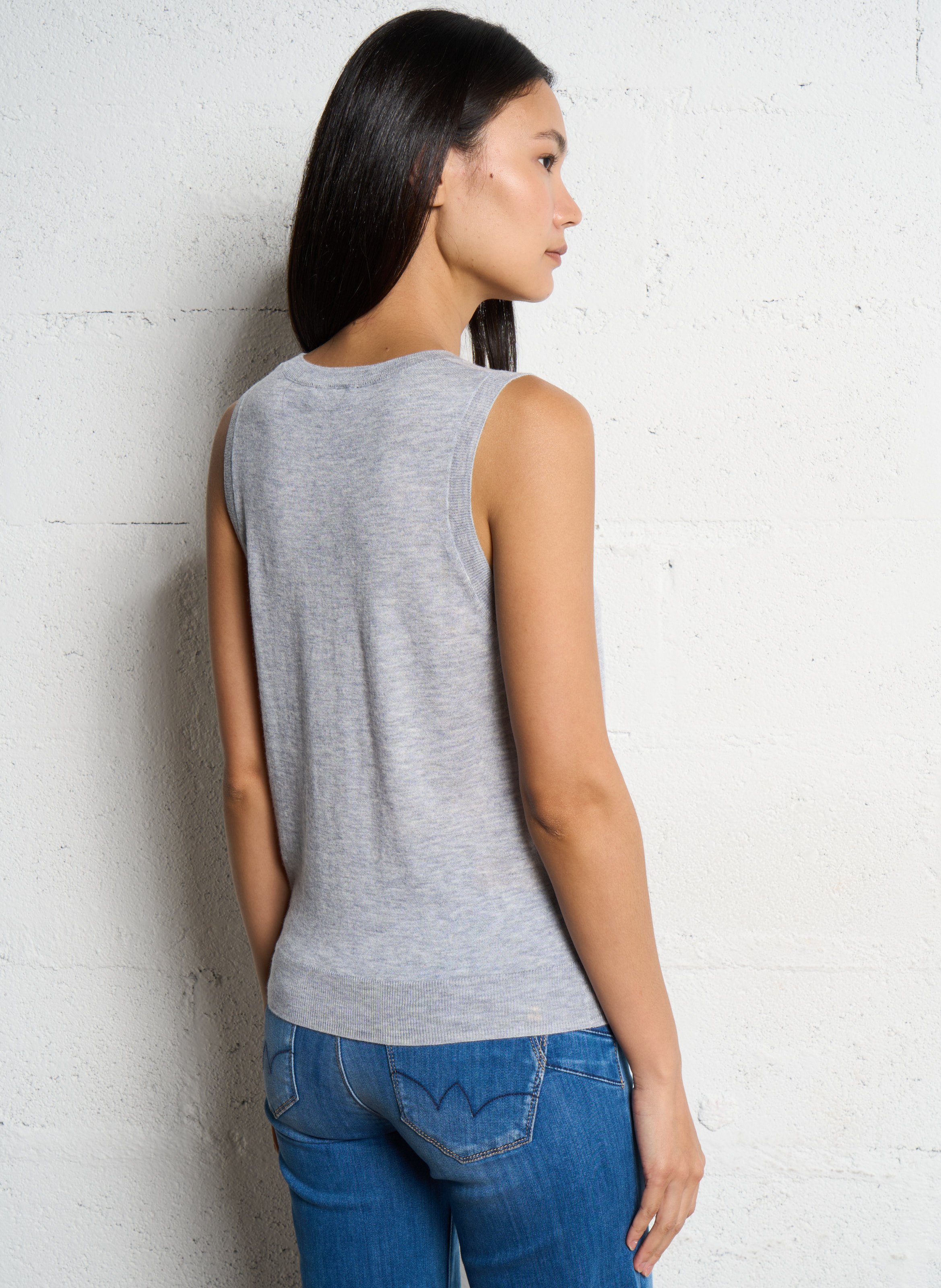 Pull sans manches ample  LA PETITE ETOILE Gris