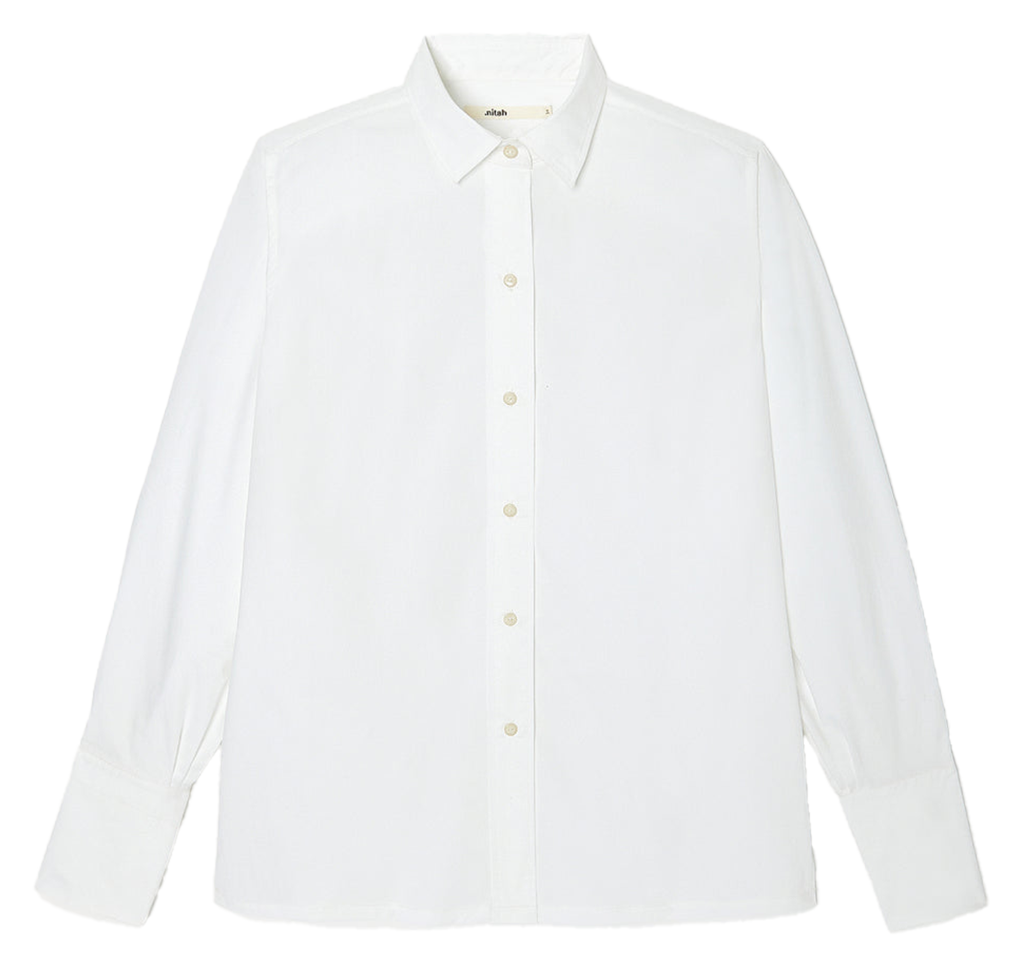 Chemise col classique manches contrastantes en coton NITAH White