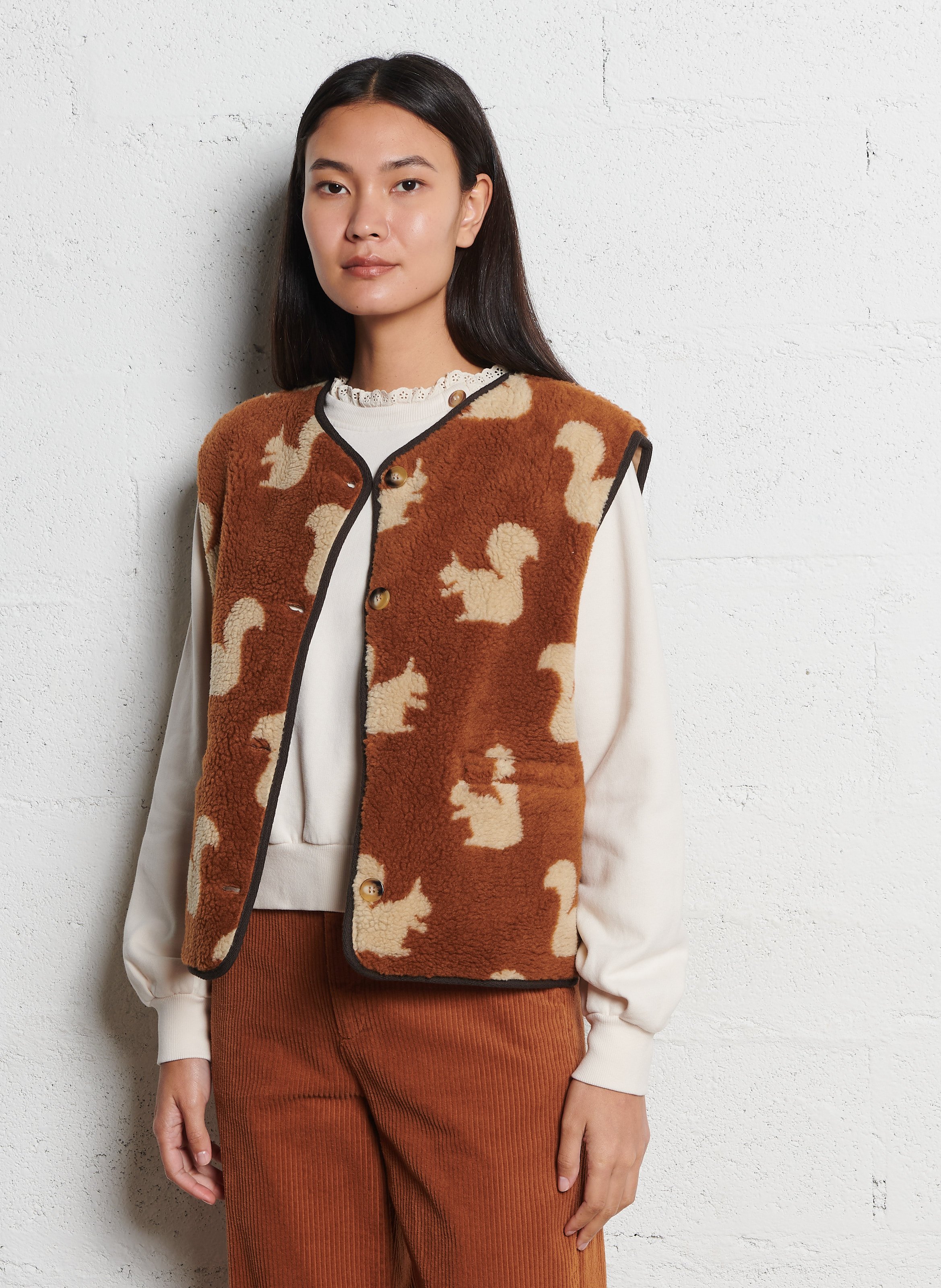 Strickjacke mit Rundhalsausschnitt EMILE ET IDA Braun