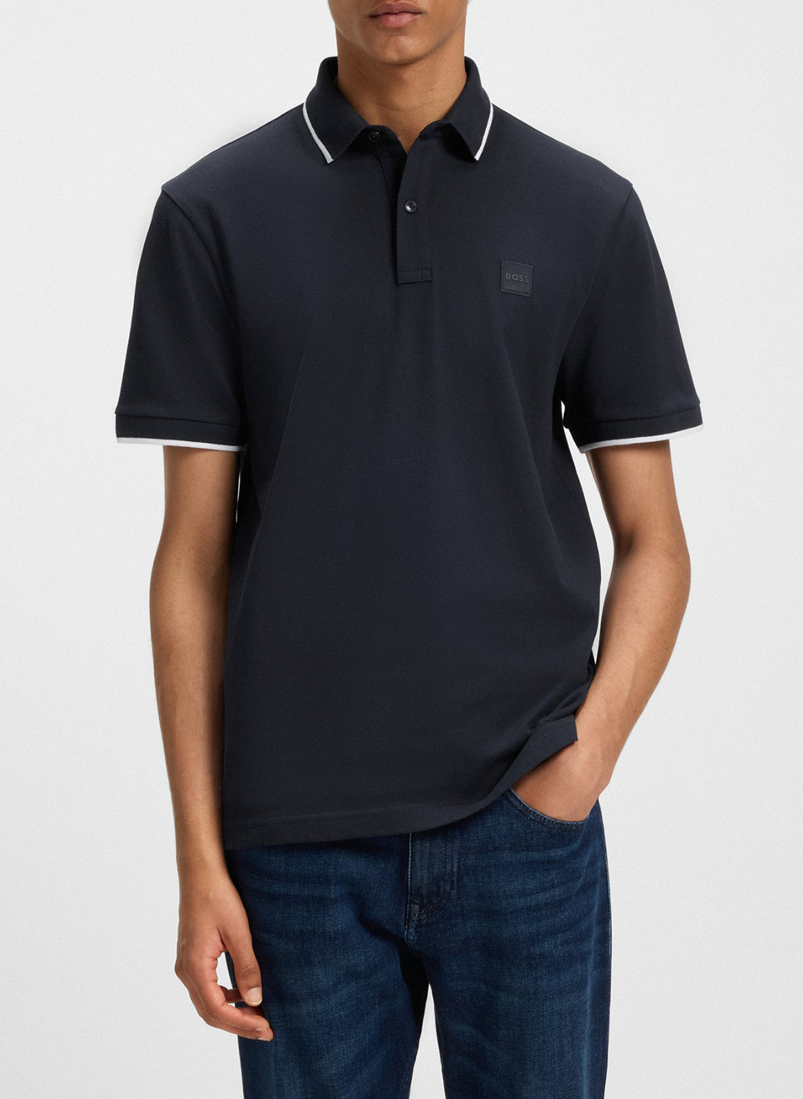 Slim-fit stretch cotton polo shirt BOSS Blue