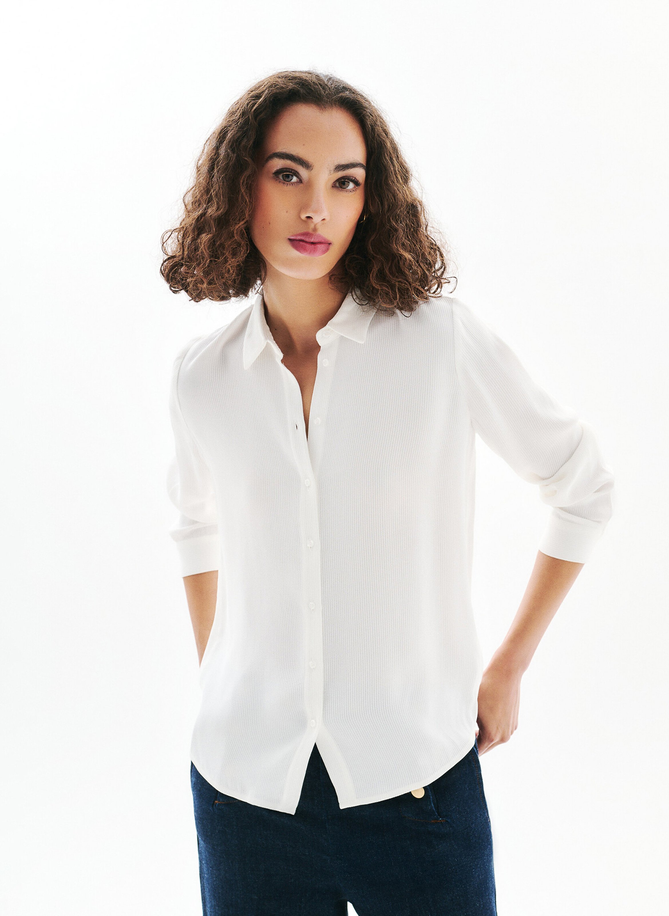 Chemise col classique CAROLL Beige