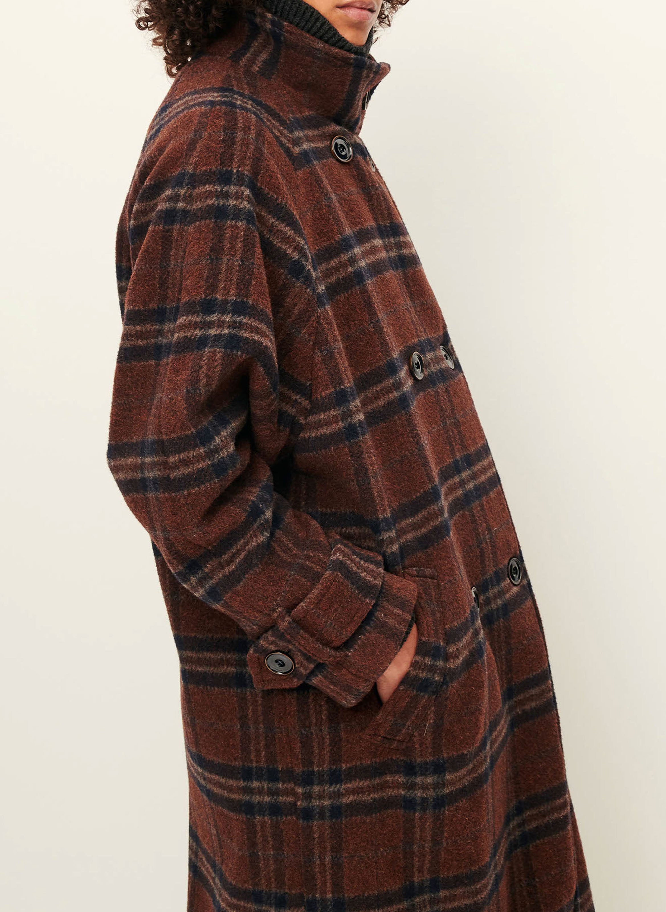 Manteau col montant en laine mélangée SESSUN Bleu