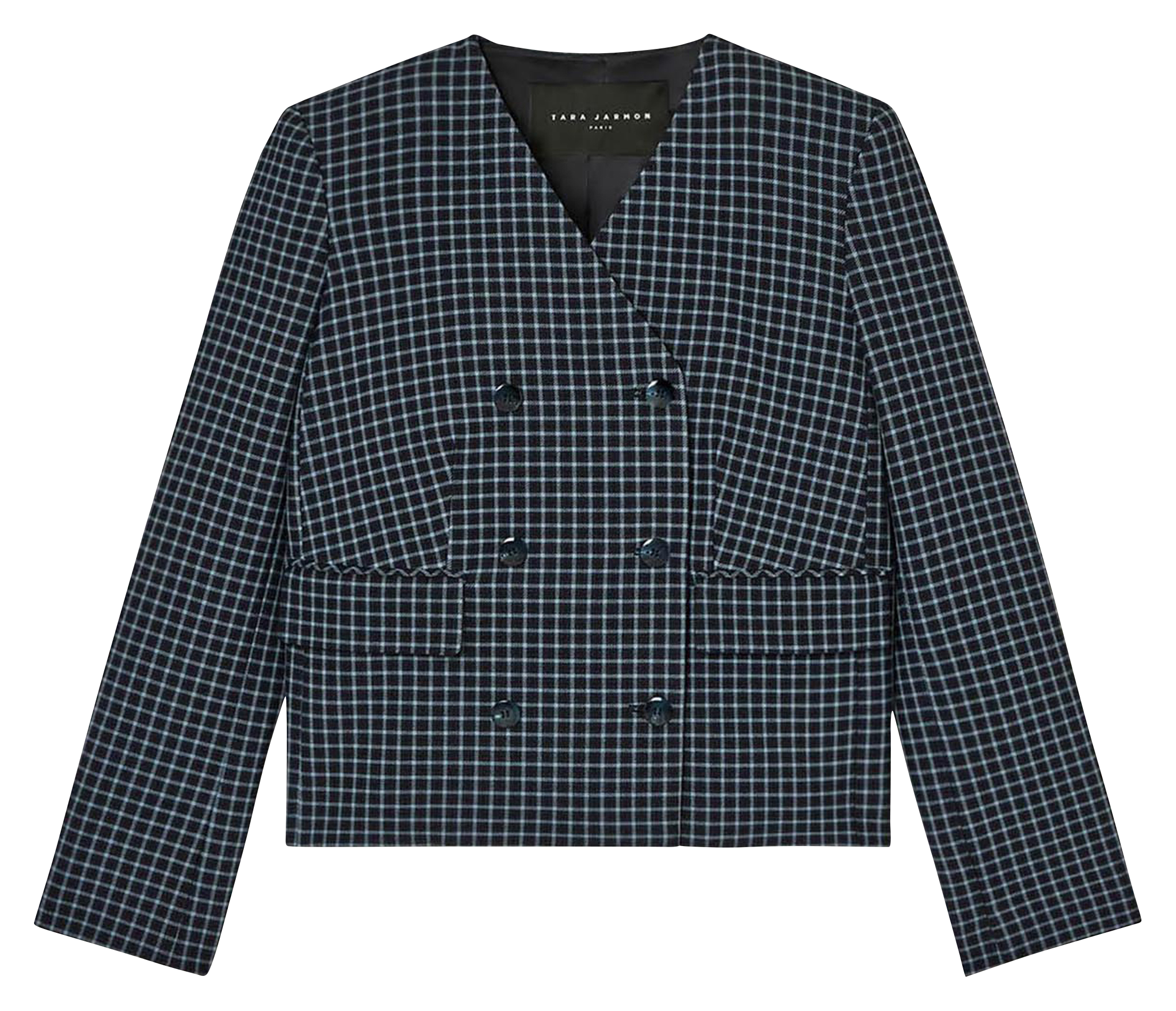 Korte geruite colbert met V-hals TARA JARMON Blauw