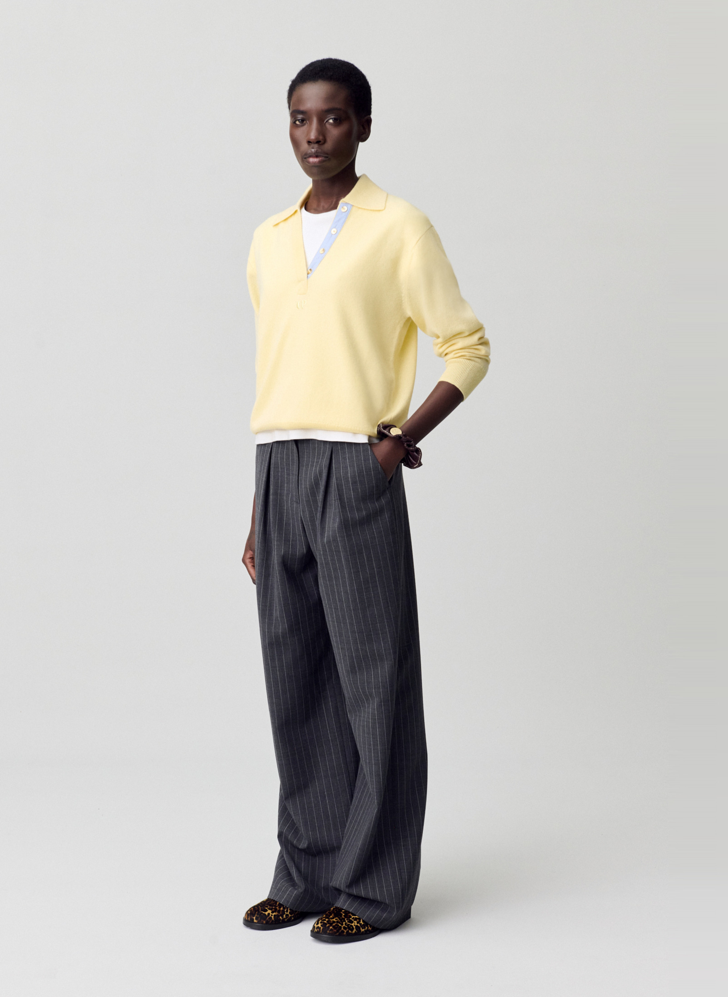 Pantalon large rayé CLAUDIE PIERLOT Gris