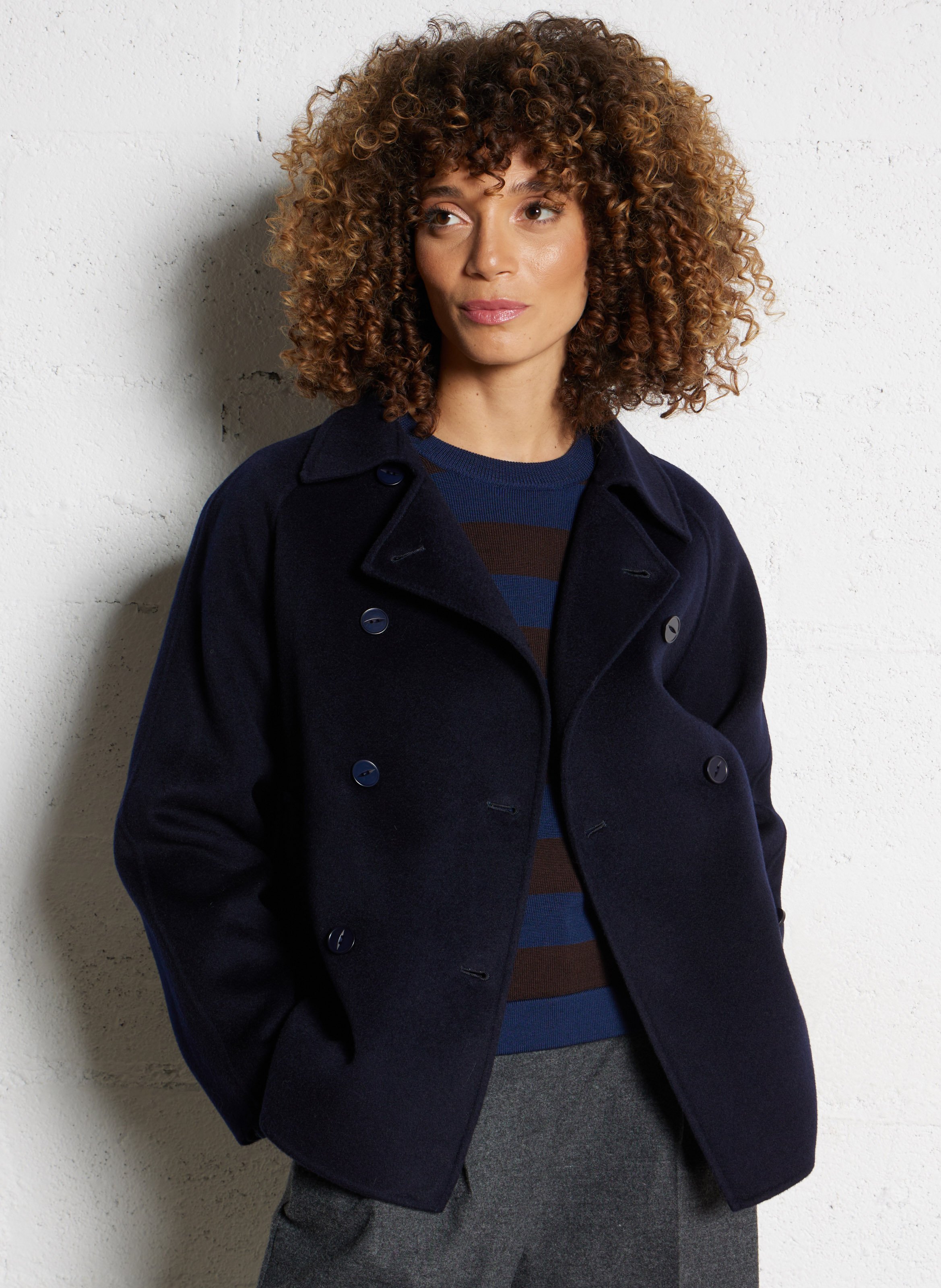 Double-faced wool blend pea coat BELLA JONES Blue
