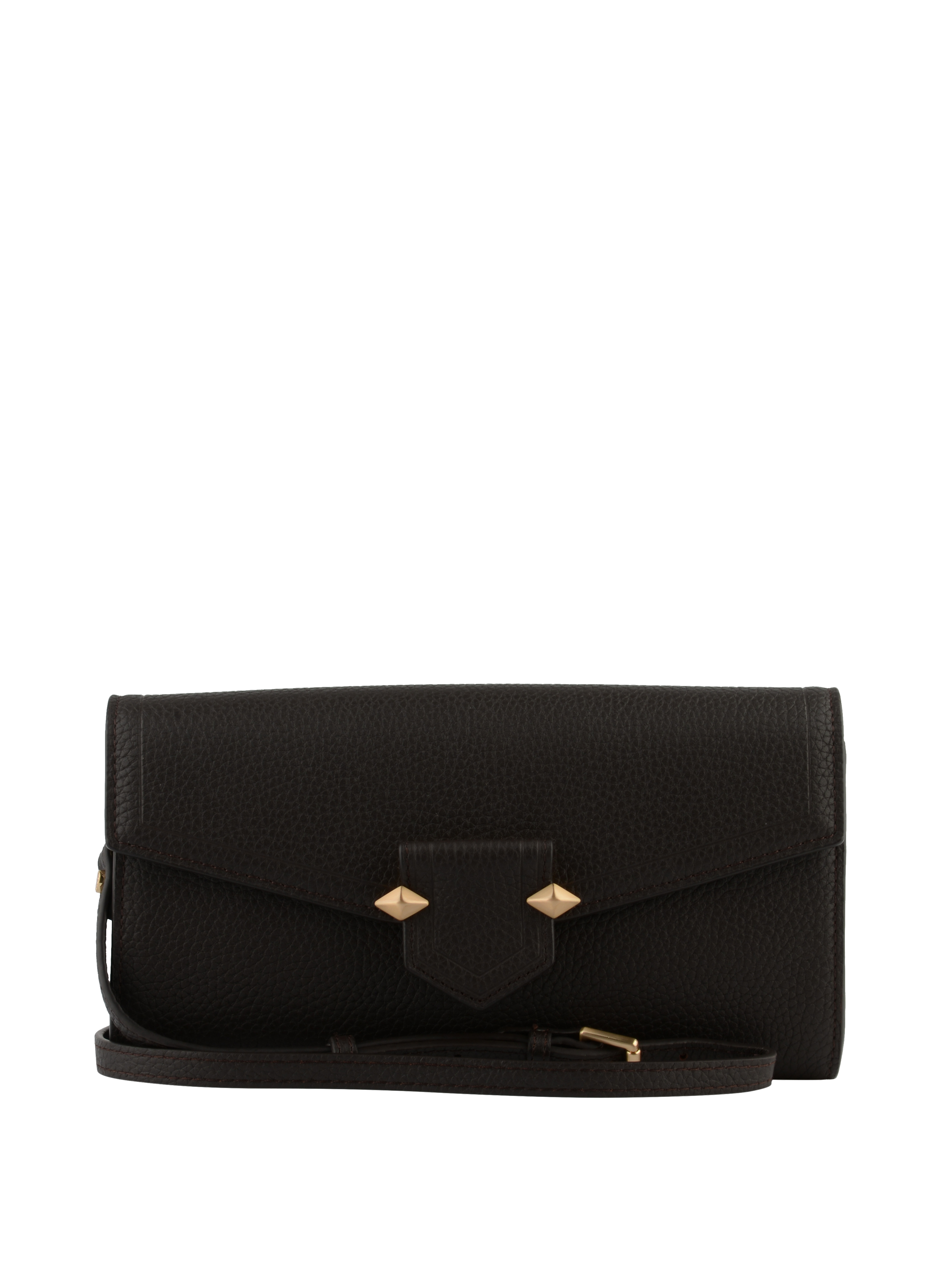 Clutch - cowhide leather POURCHET Brown