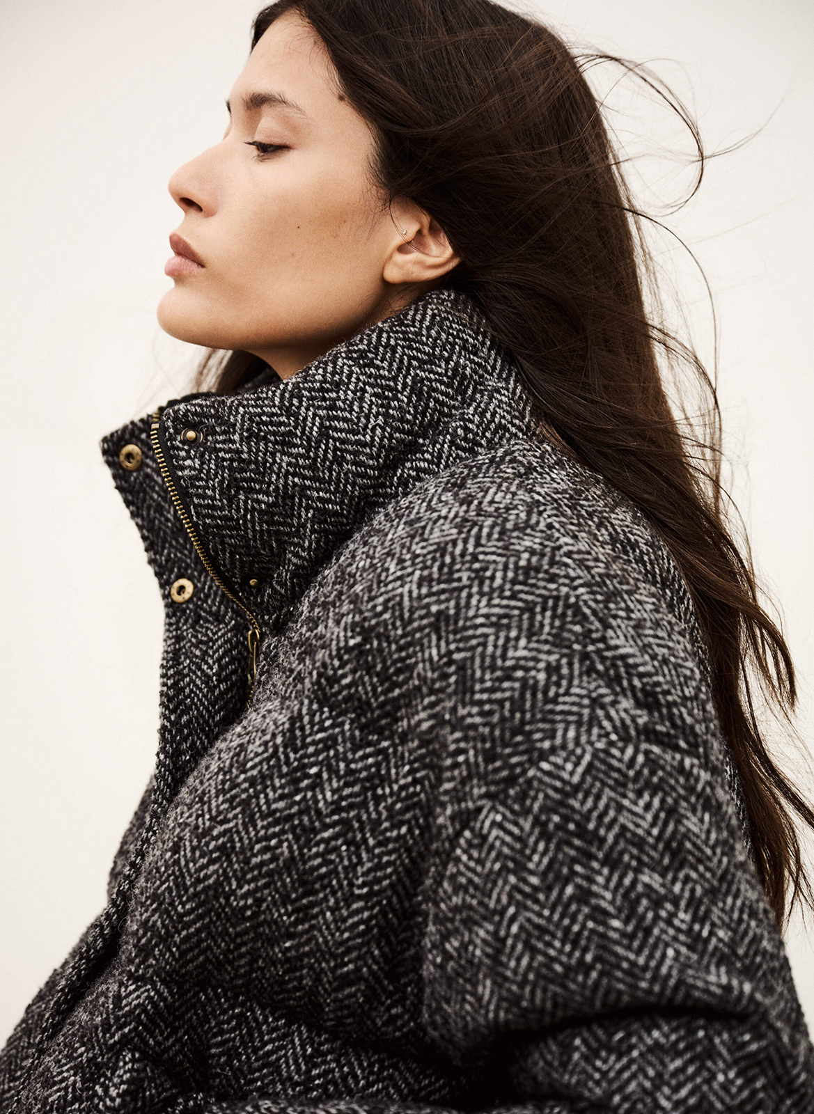 Gewatteerde jas met opstaande kraag van gemengde wol BA&SH Zwart