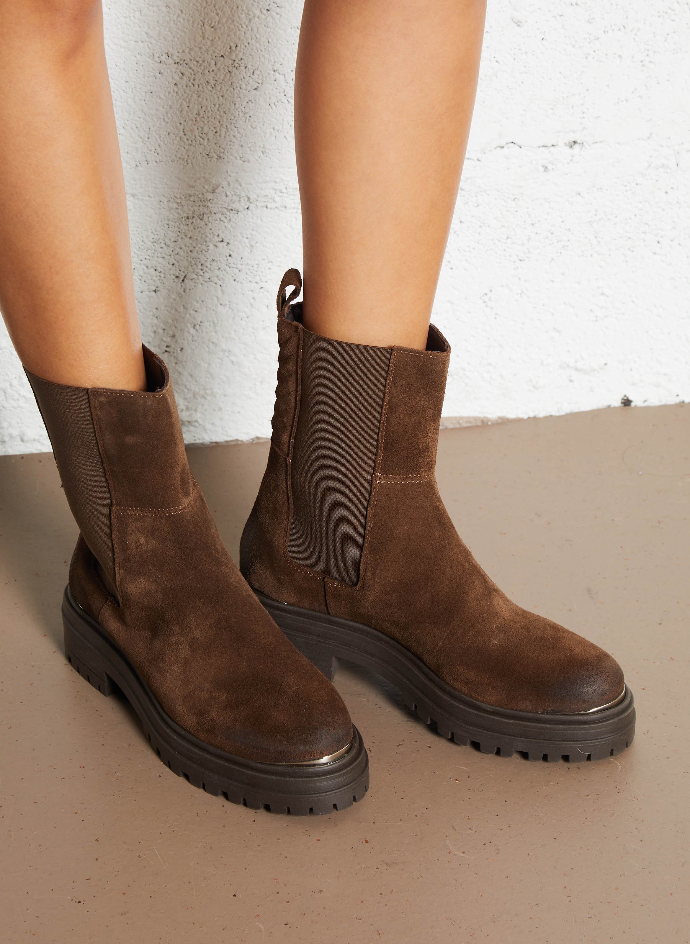 Leather Derby shoes with stacked heel IKKS Brown