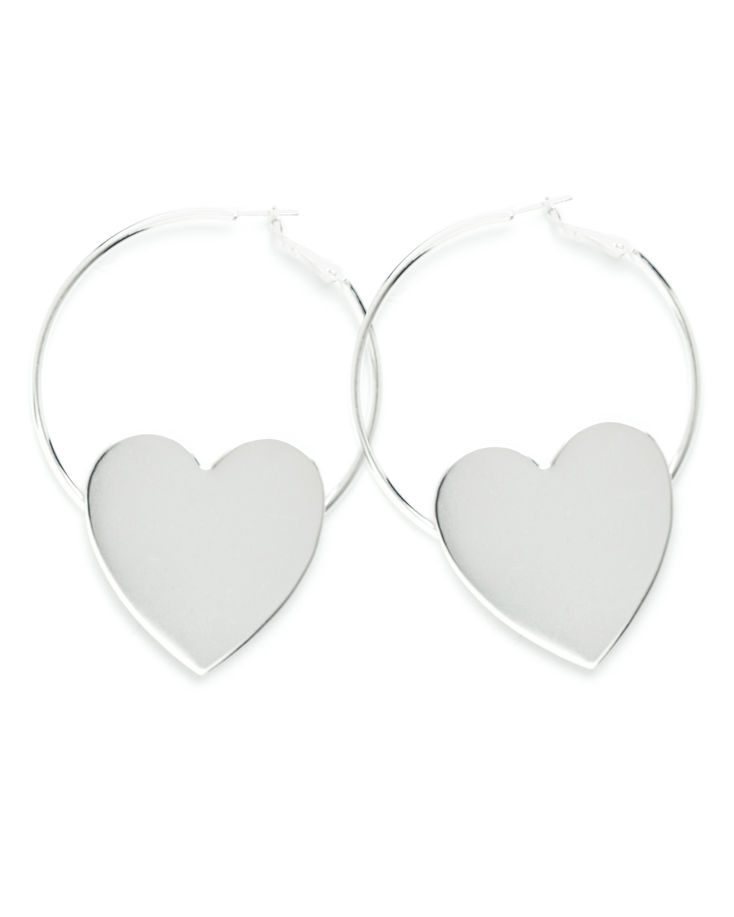 Gold-plated heart-shaped hoop earrings MONSIEUR SIMONE Silver