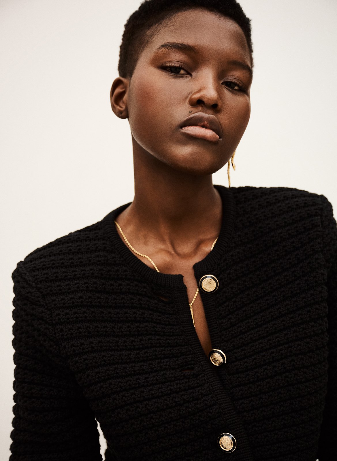 Recht vest met ronde hals | katoenblend BA&SH Zwart