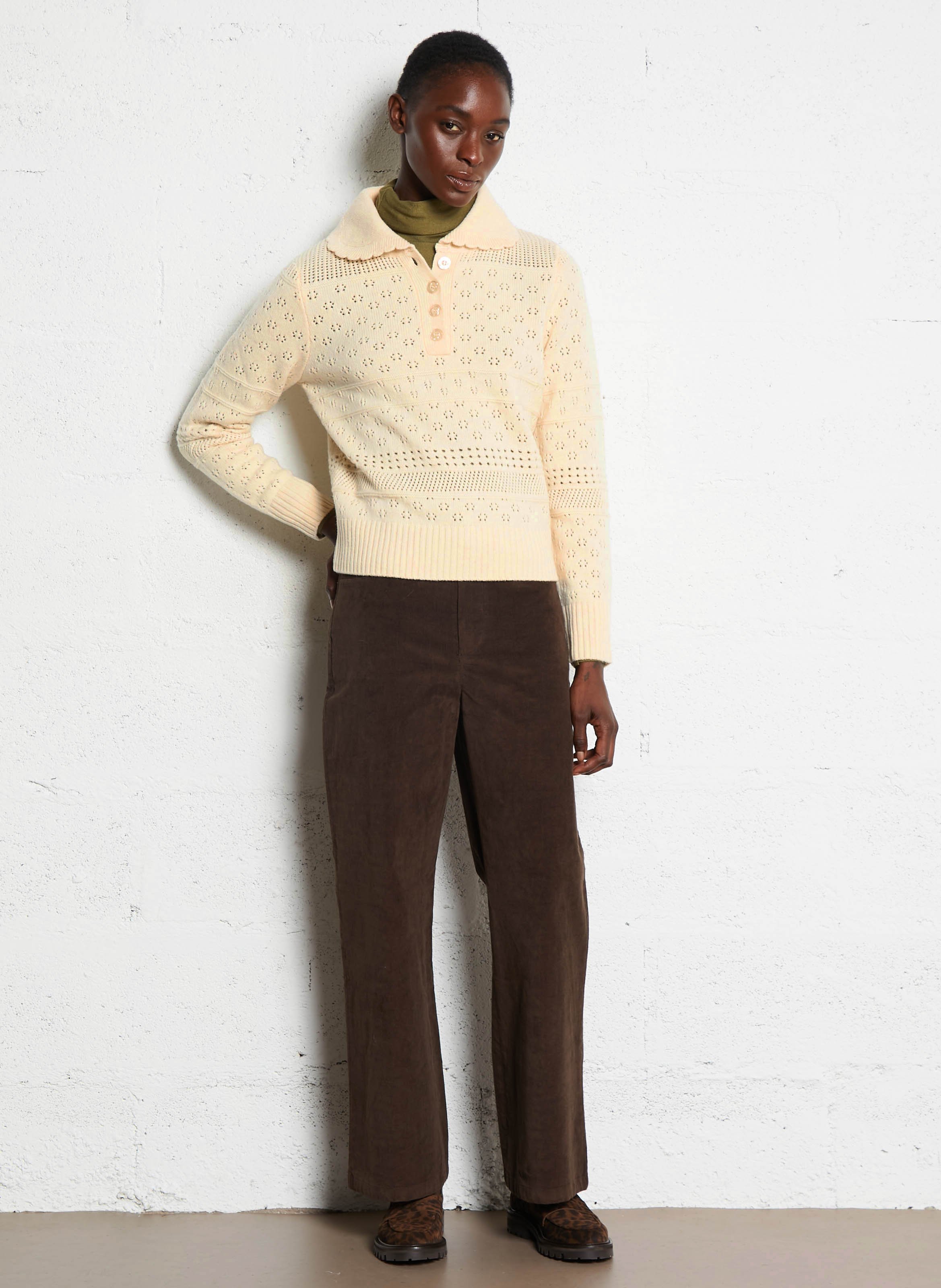 Straight wool sweater with Peter Pan collar PETITE MENDIGOTE Beige