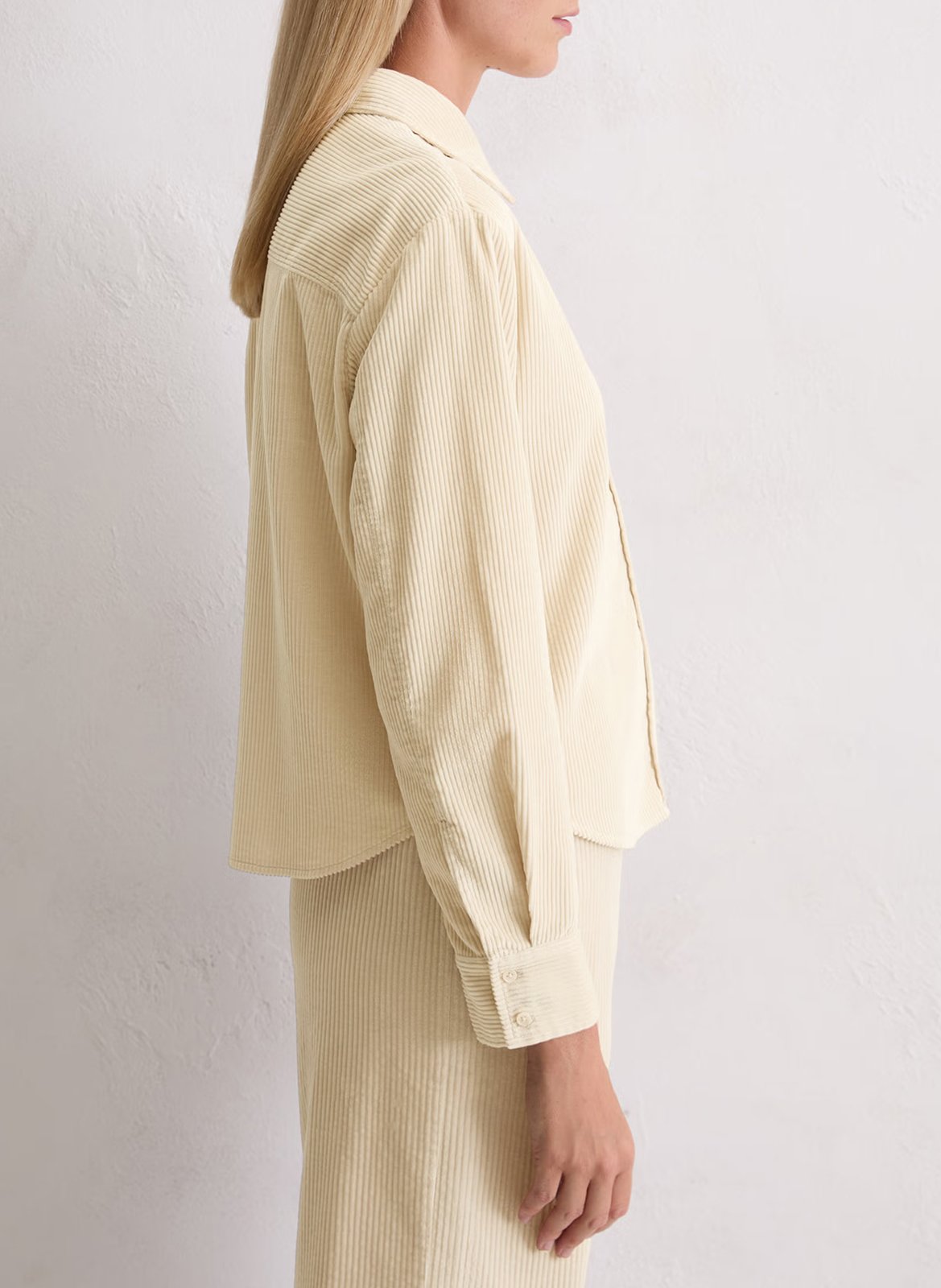 Camisa de pana con cuello clásico MARC O'POLO Beige