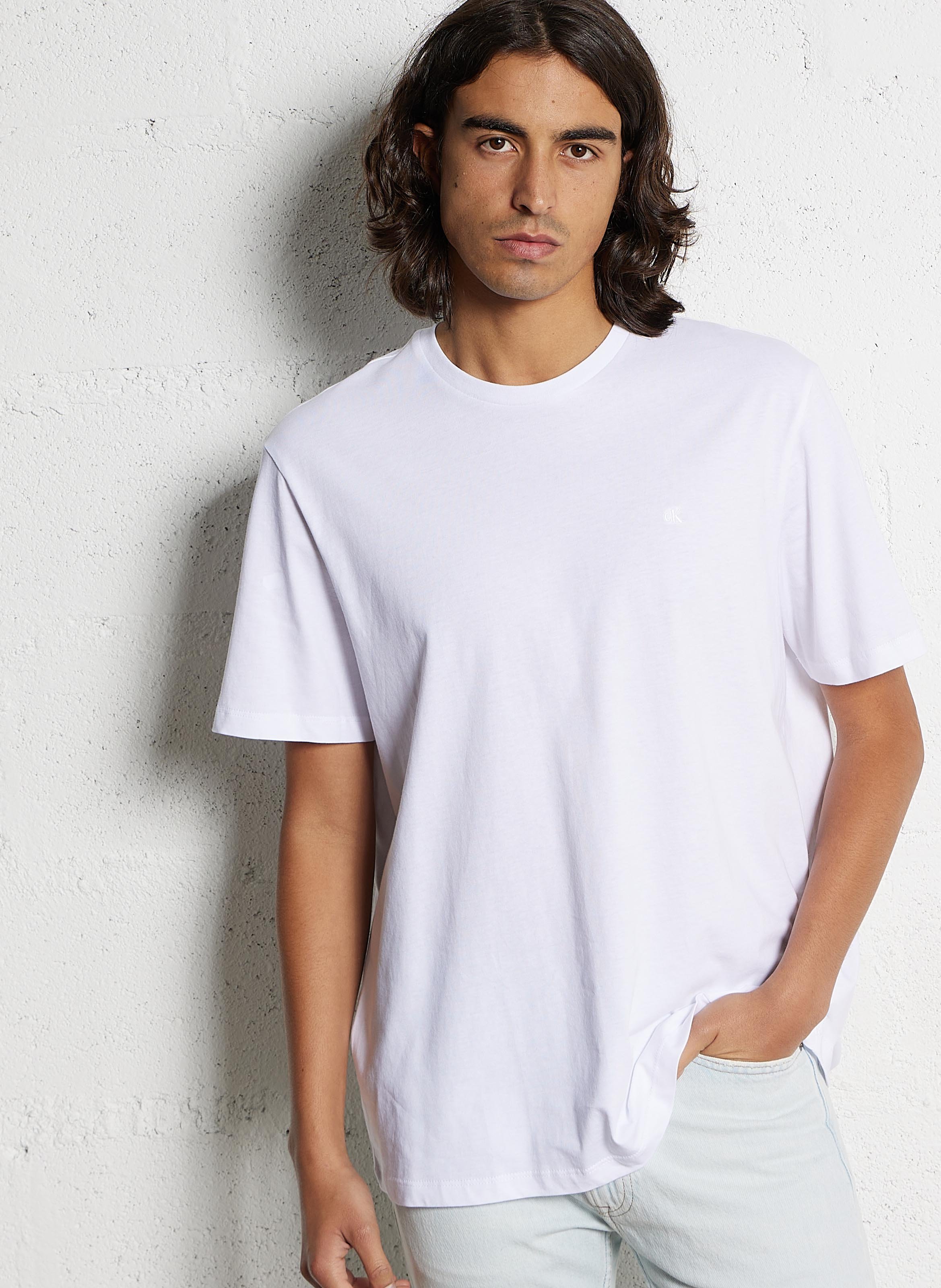 Gerade geschnittenes T-Shirt aus Baumwolle CALVIN KLEIN Weiss