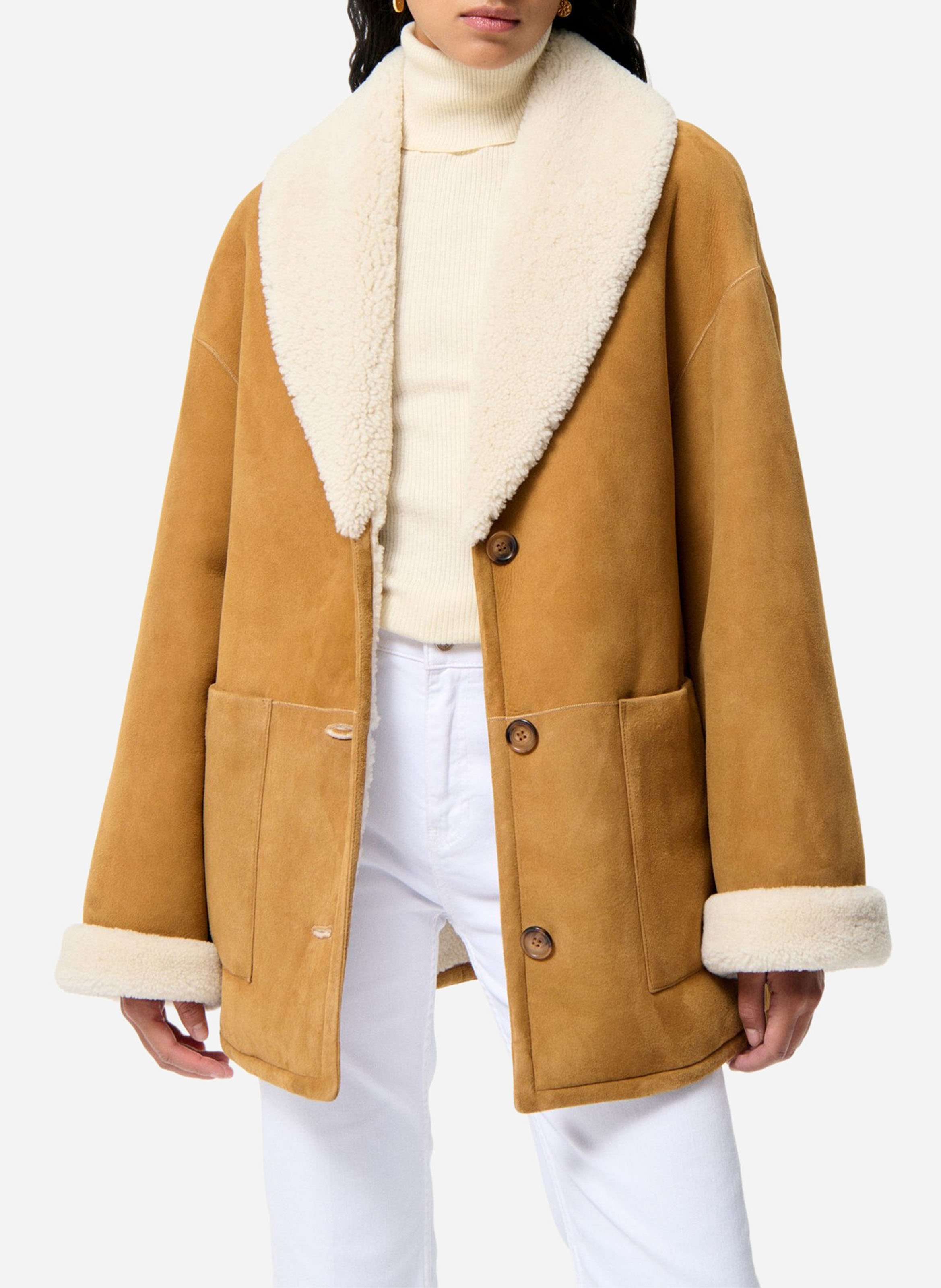 Leather jacket with shawl collar VANESSA BRUNO Brown