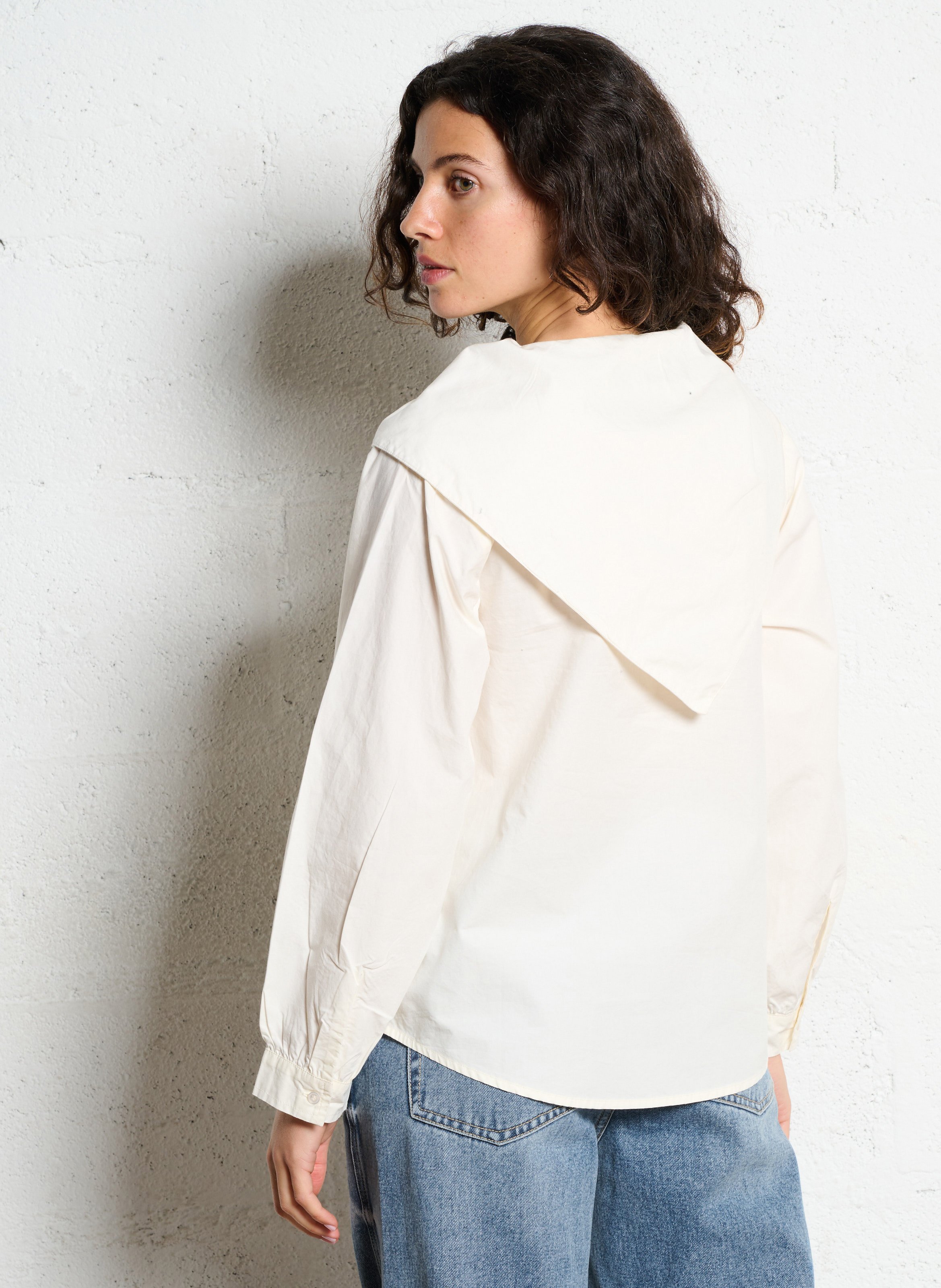 Loose-fit cotton shirt with round neck THE TINY BIG SISTER White