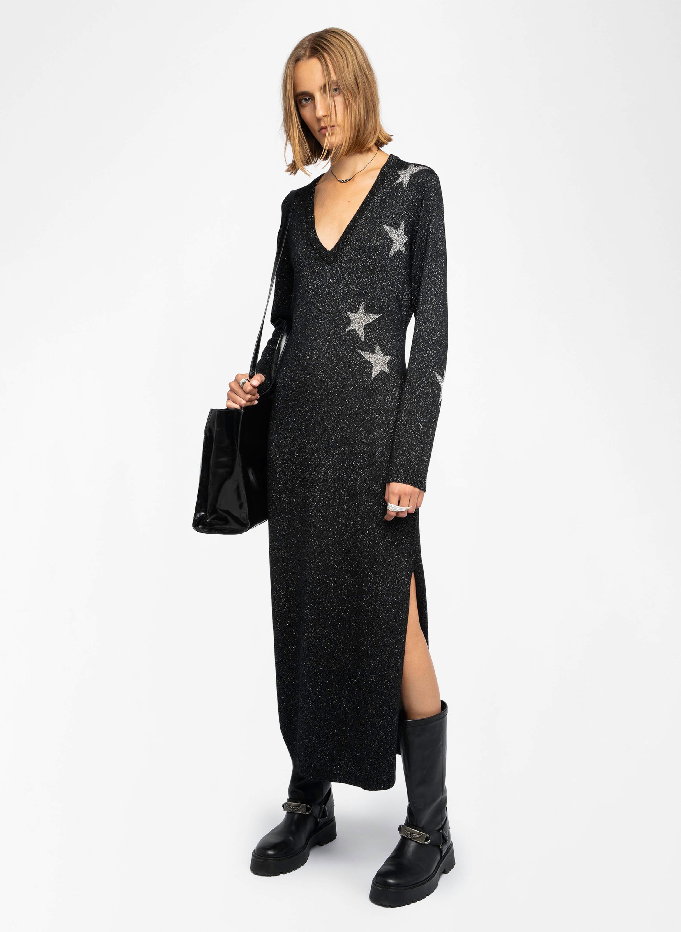 Robe longue col V en laine mélangée ZADIG&VOLTAIRE Noir