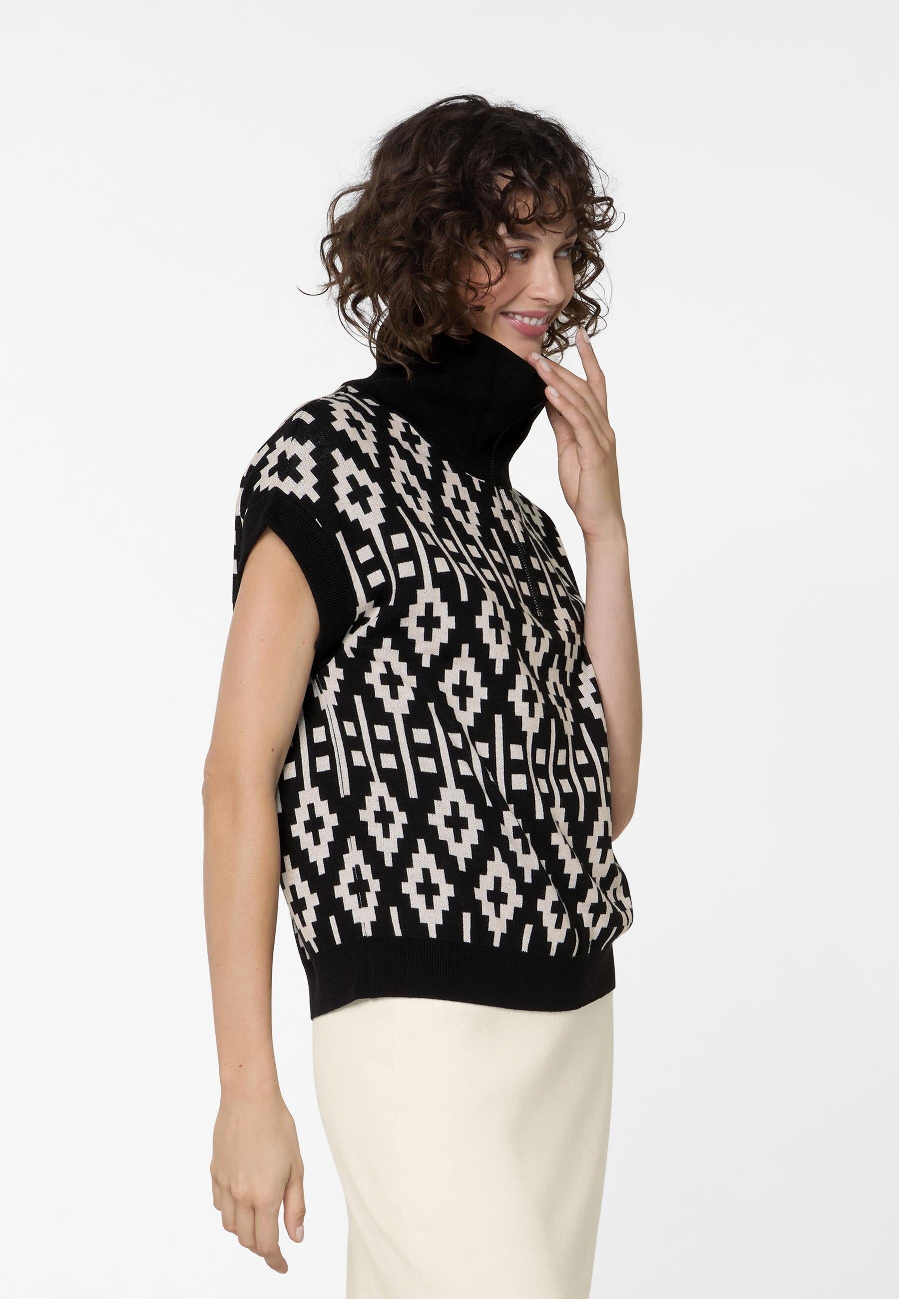 Short-sleeved jacquard sweater RODIER Black