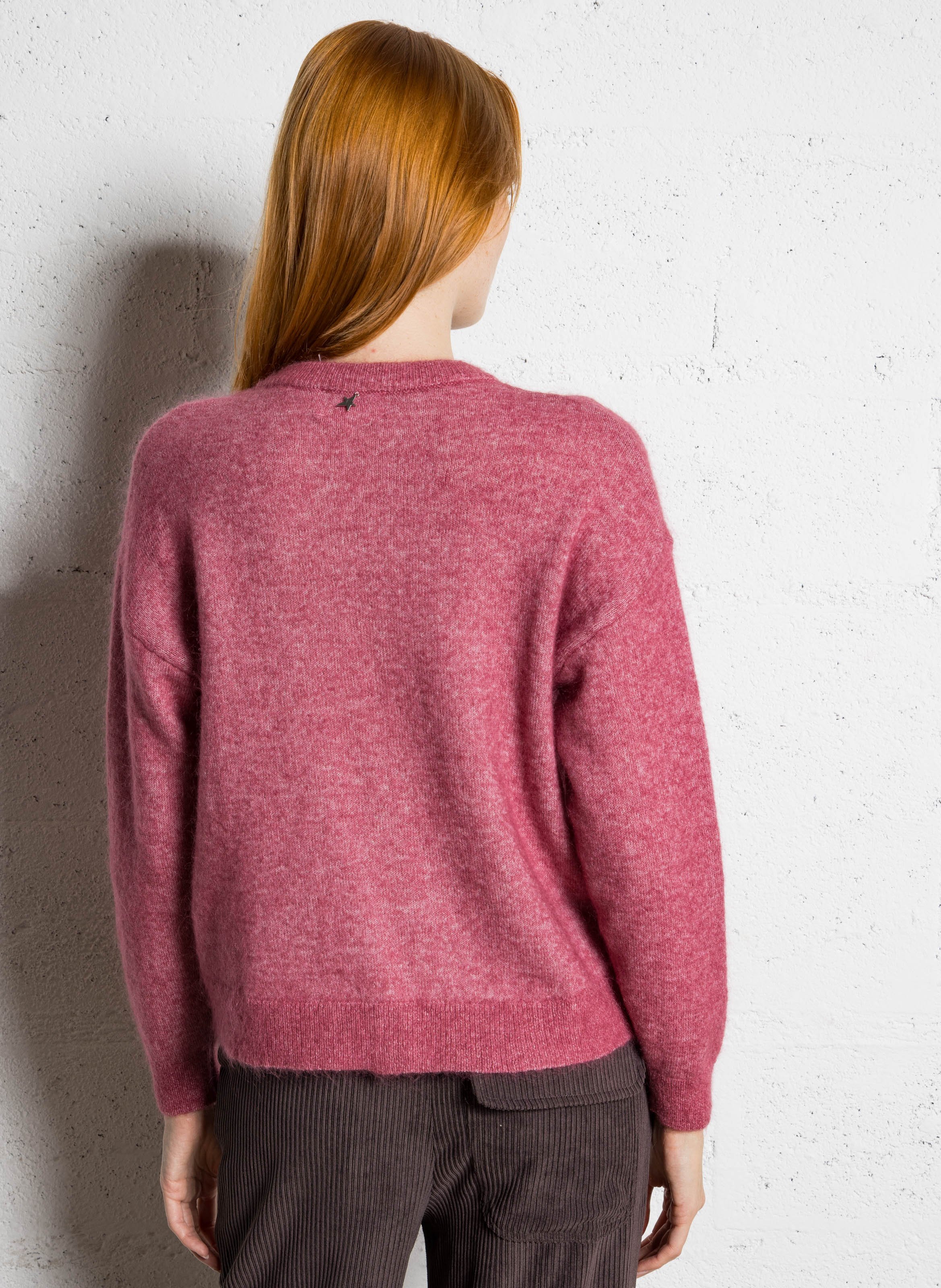 Cardigan col rond en laine mélangée SUD EXPRESS Rose