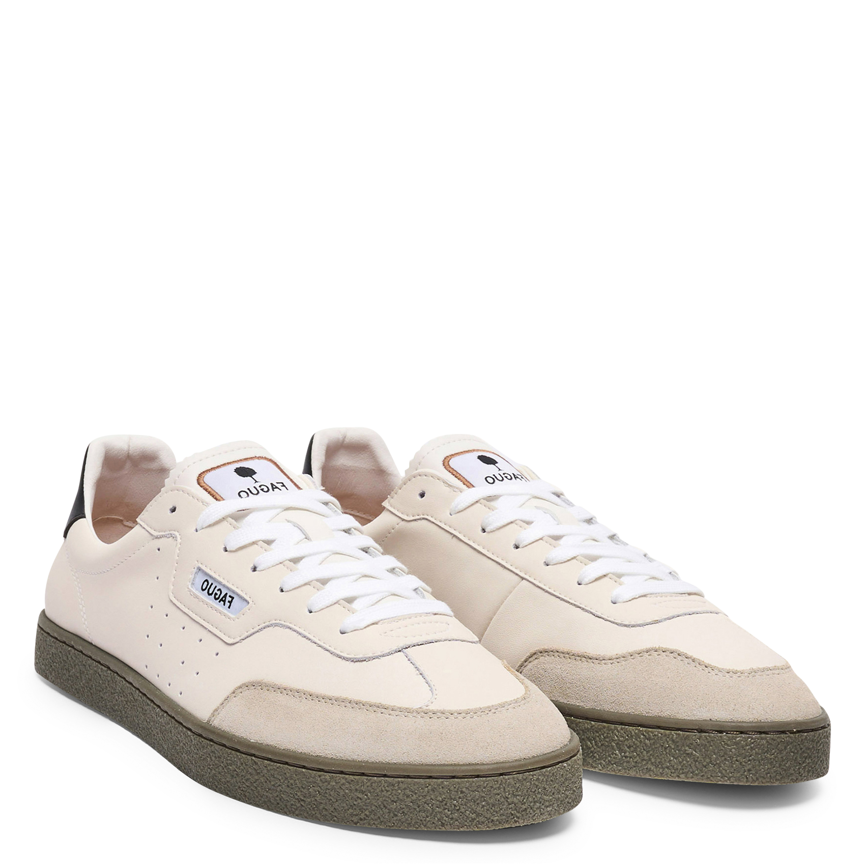 Niedrige Sneaker aus Leder-Mix FAGUO Beige