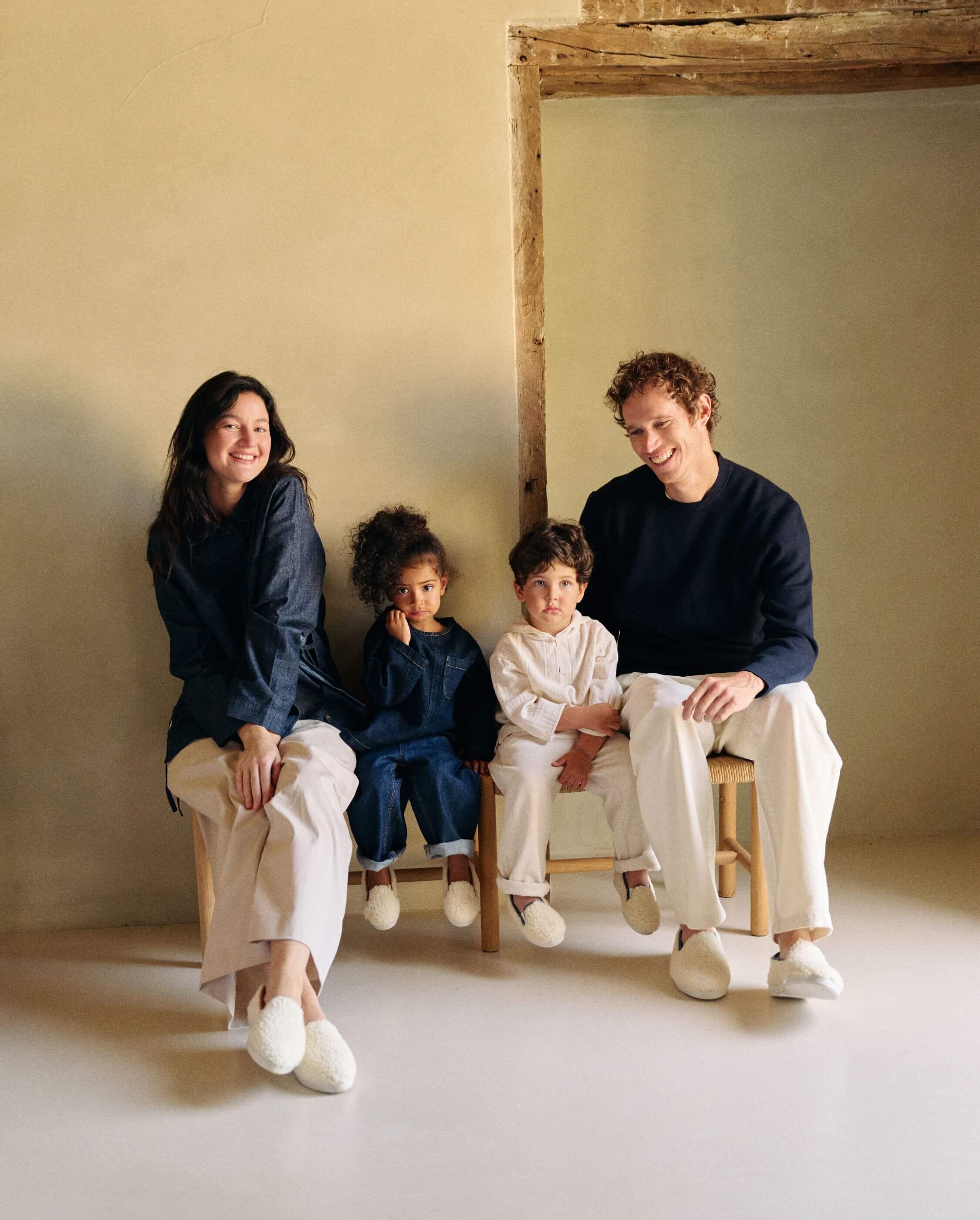 Child's wool bouclé slipper, white camel ANGARDE White