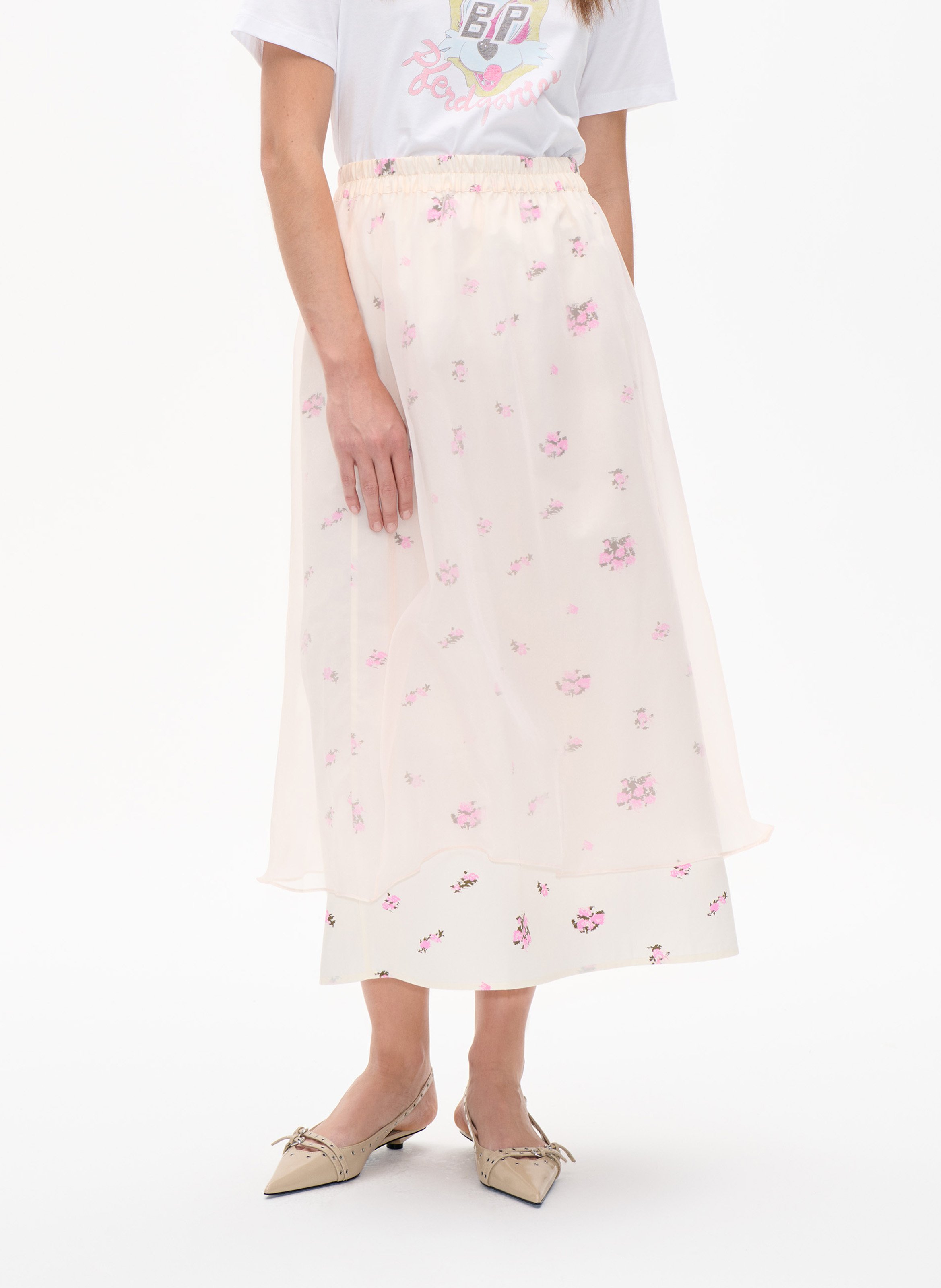 Jupe évasée élastique fleurie BAUM UND PFERDGARTEN Rose