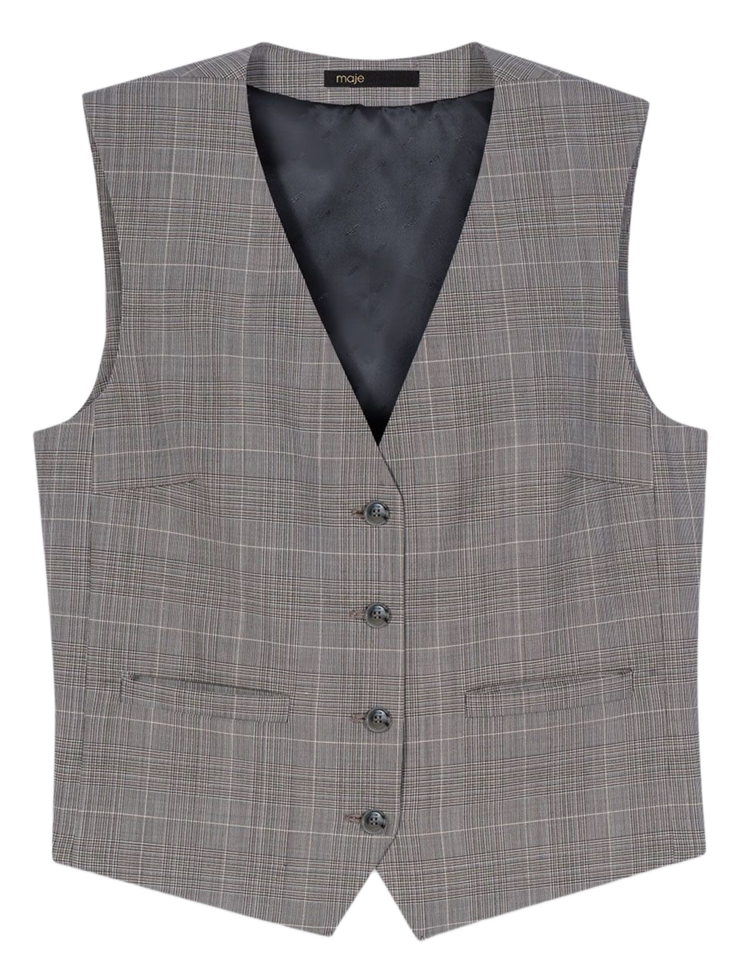 Gestreept vest van wol en kasjmier met V-hals MAJE Grijs