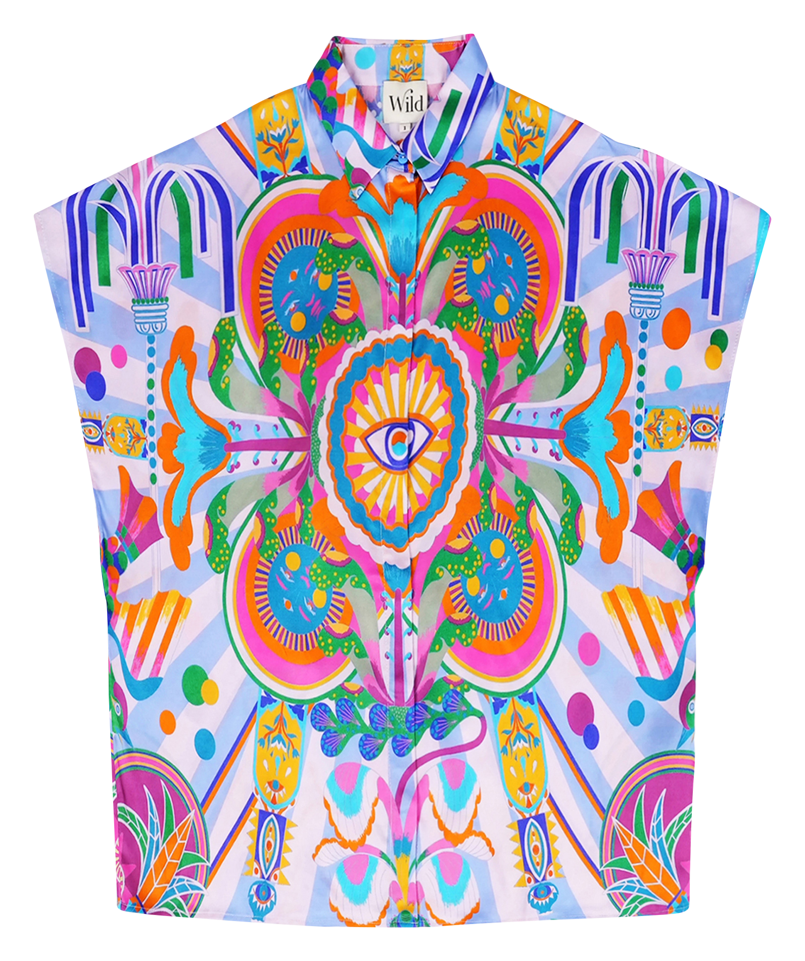 Chemise oversize col classique imprimée WILD Bleu