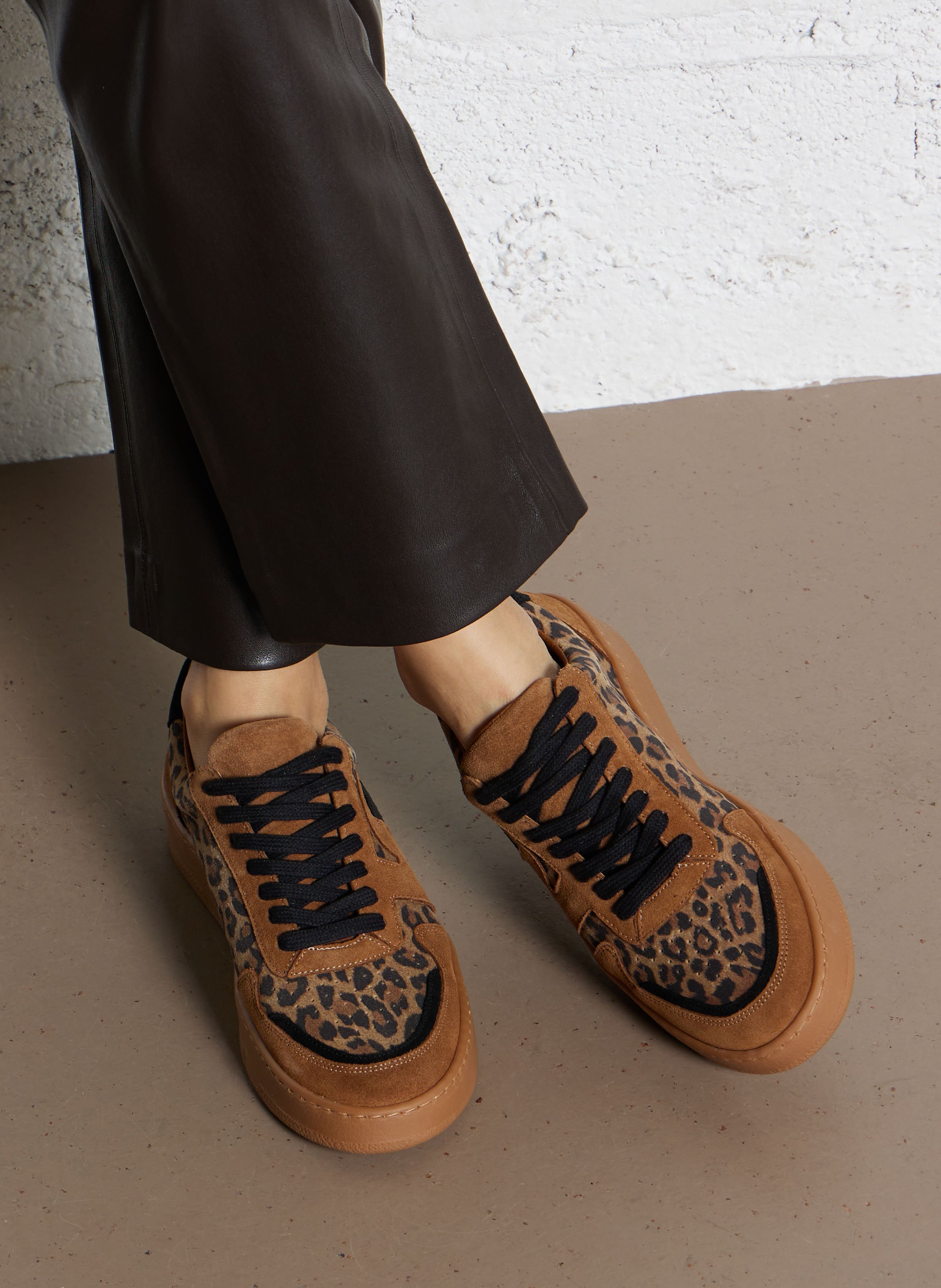 Baskets imprimé léopard en cuir I CODE Marron