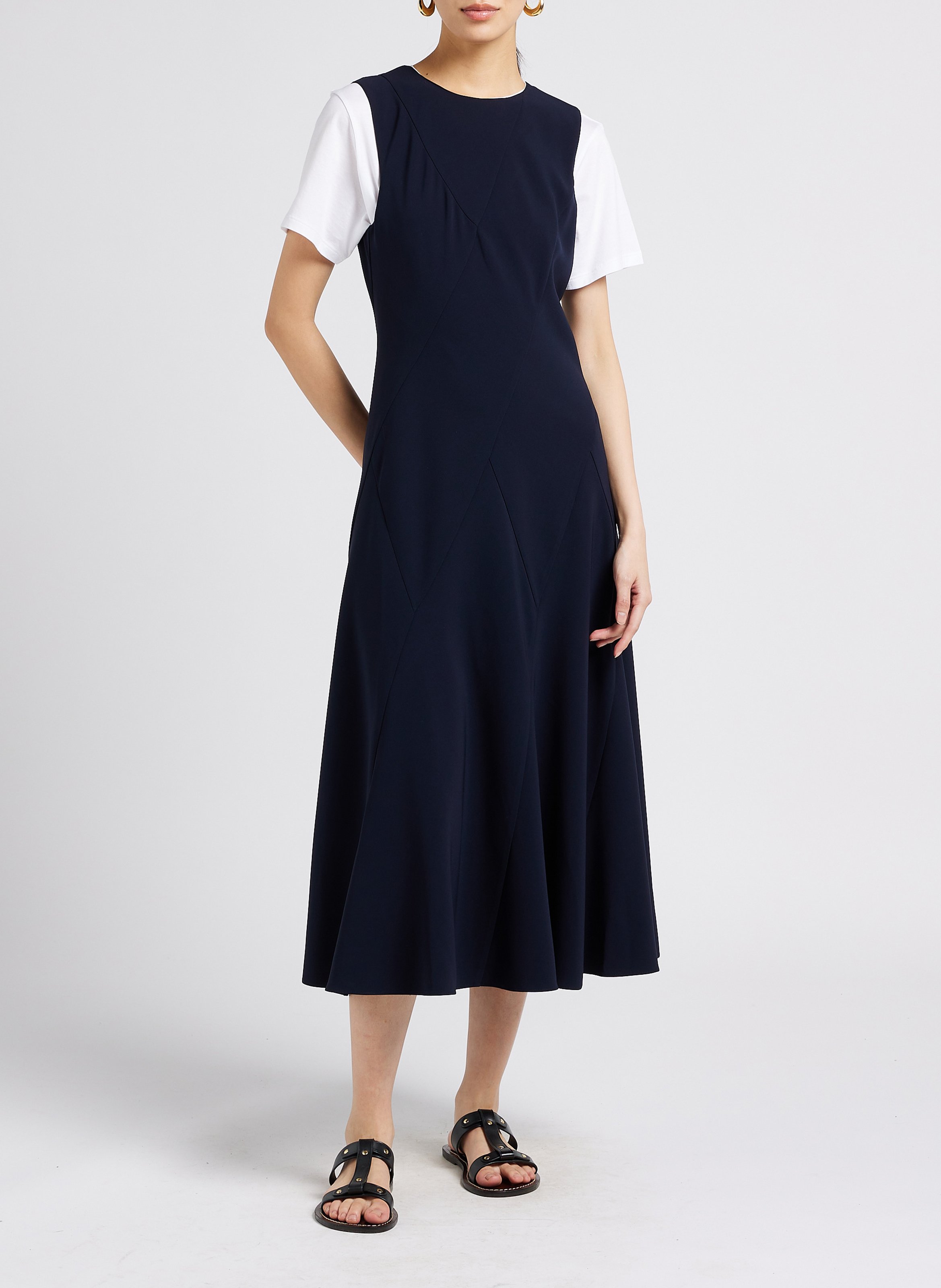 Mouwloze, uitlopende jurk THEORY Blauw