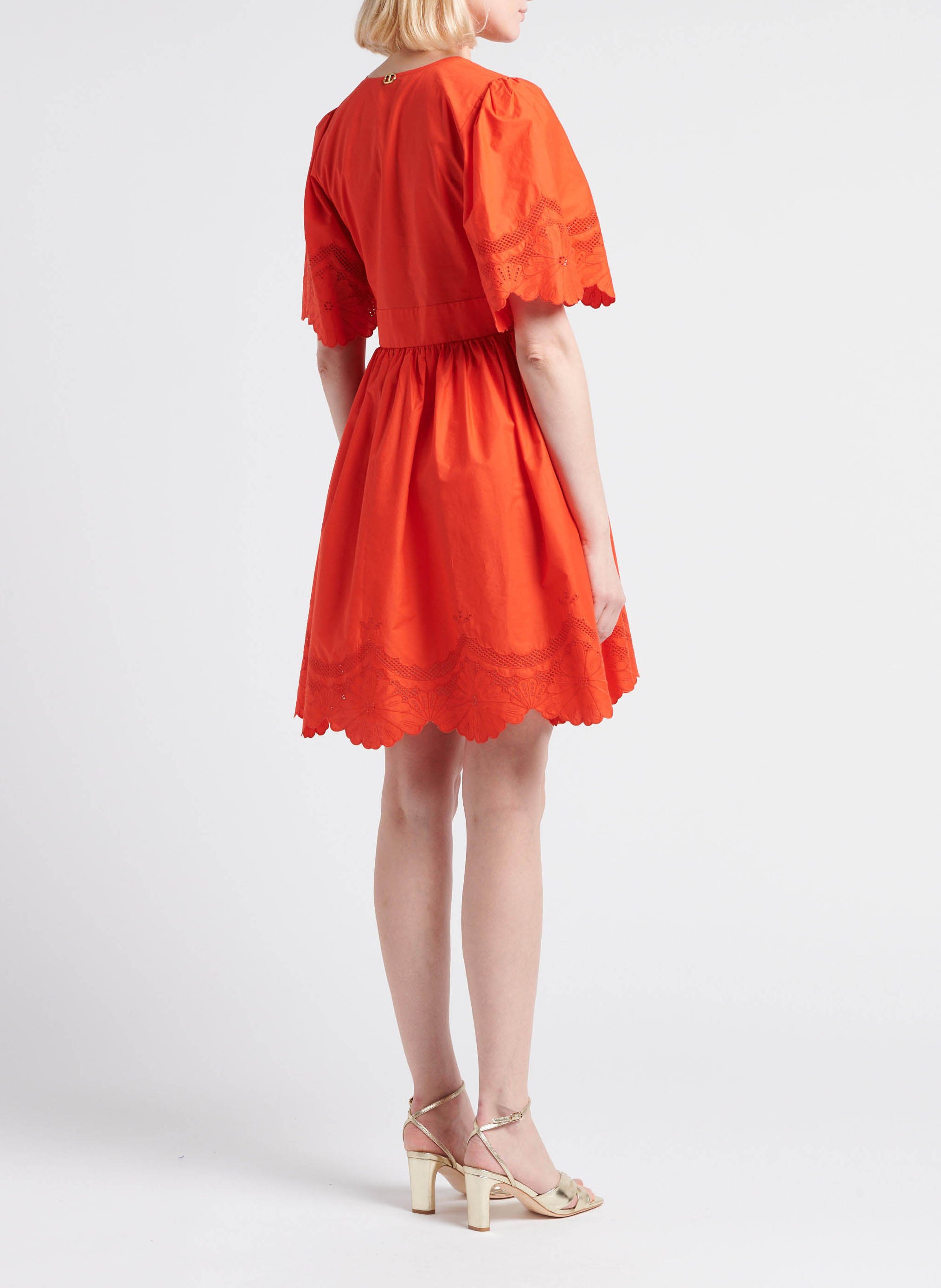 Robe courte col V en coton  TWINSET Orange