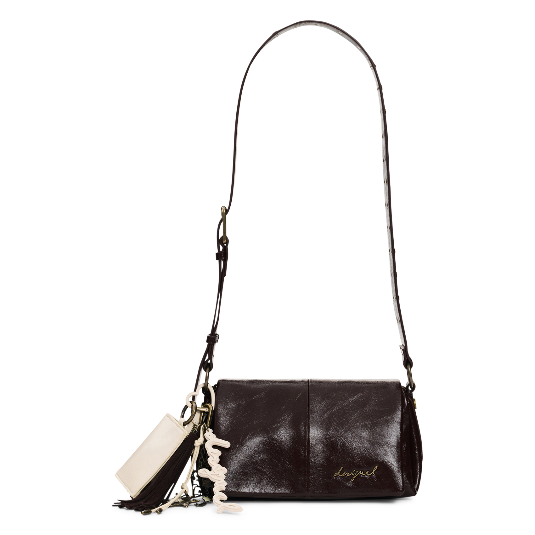 Glänzende Umhängetasche mit Anhängern DESIGUAL Braun