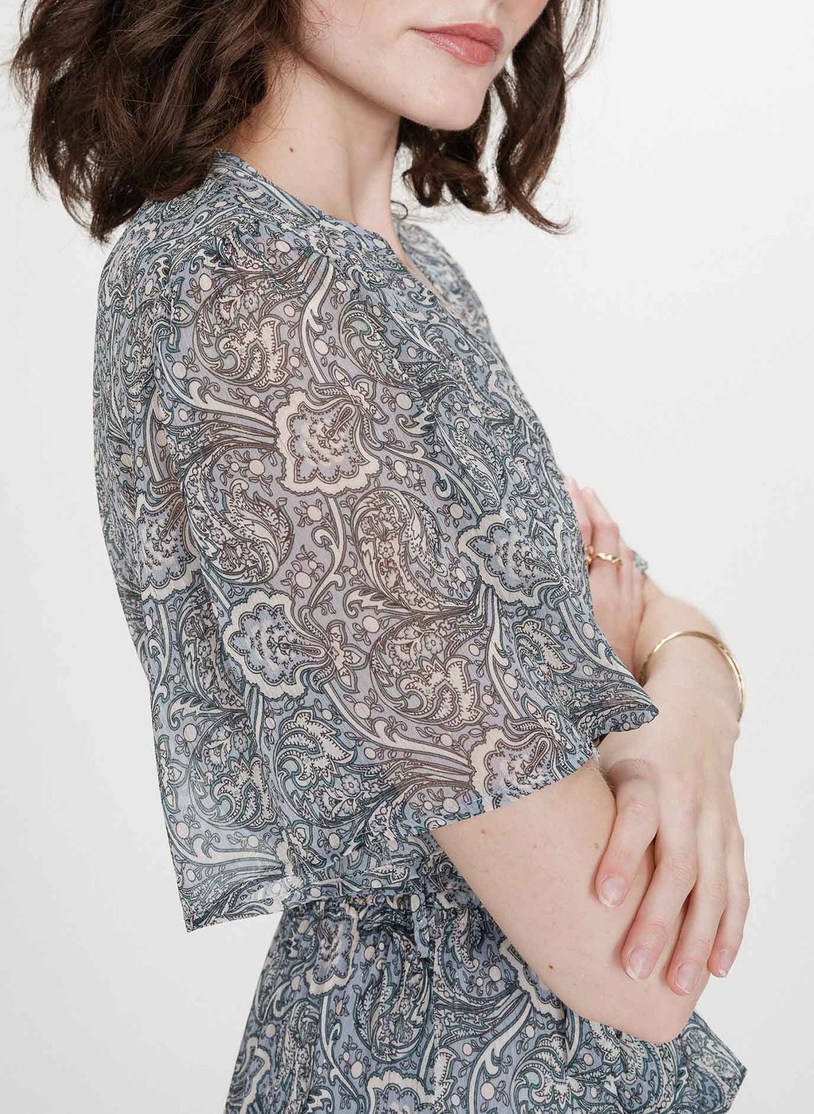 Robe longue imprimée col V GRACE ET MILA Bleu