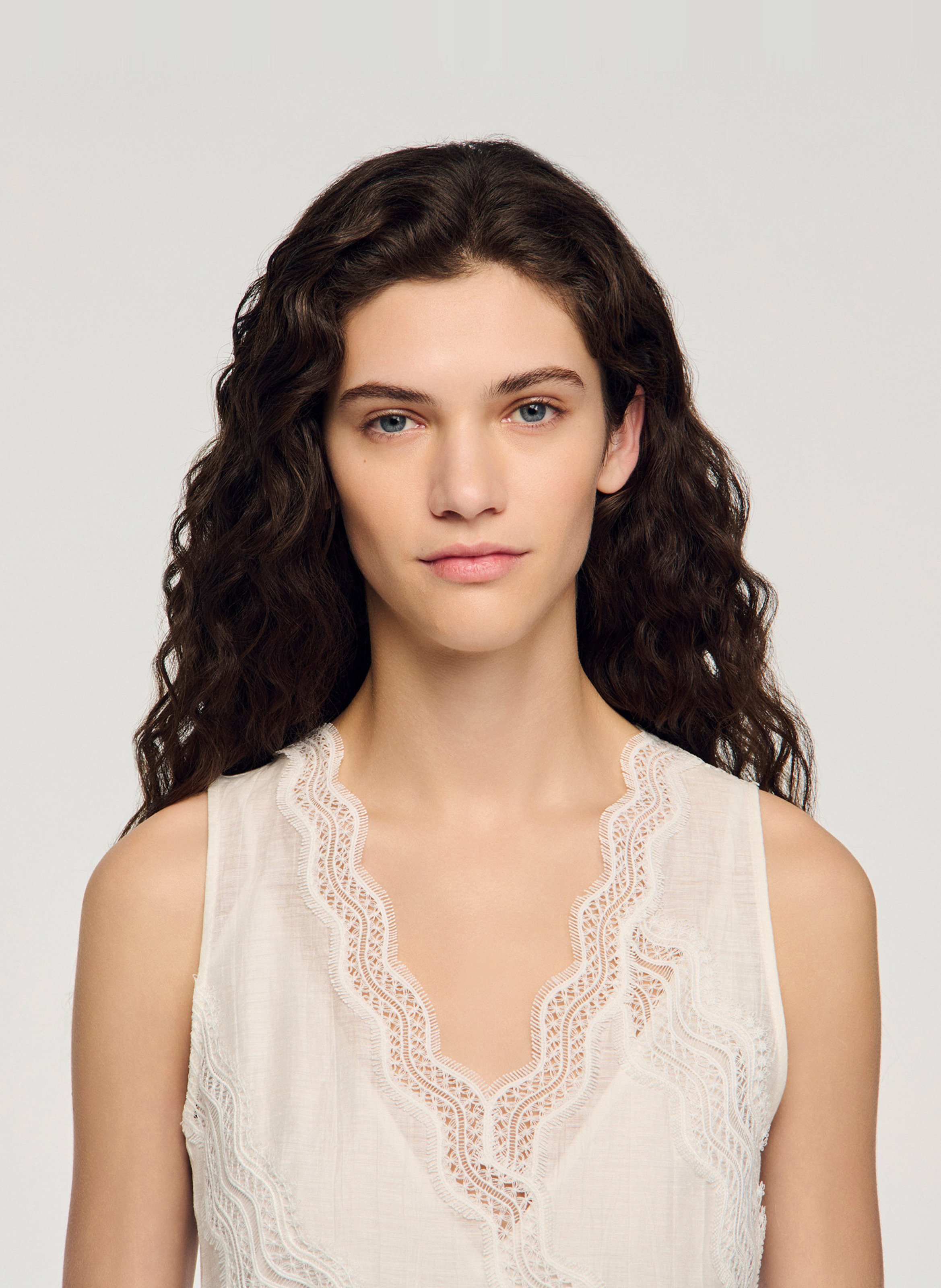 Robe patineuse en lin mélangé SANDRO Blanc