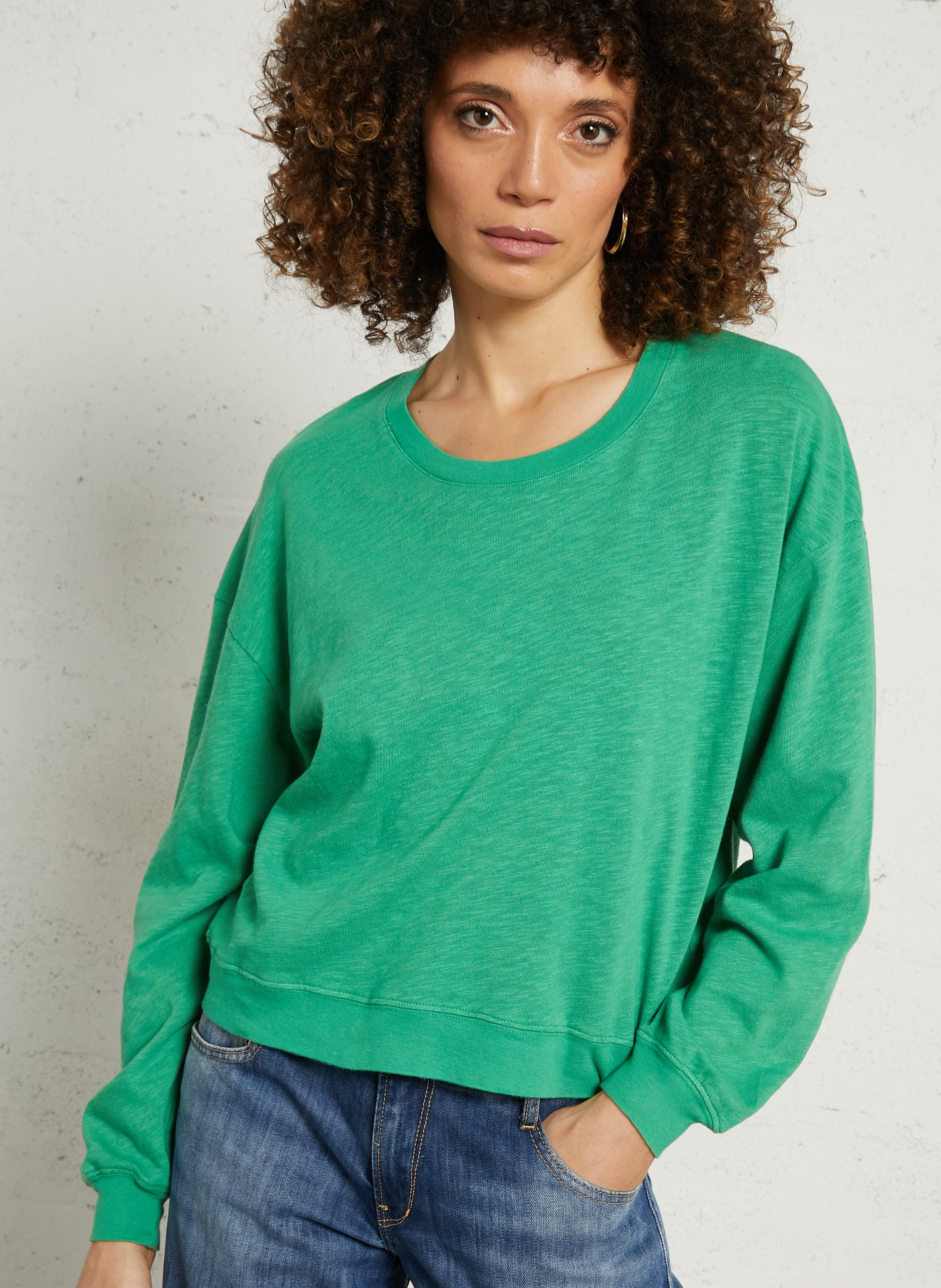 Tee-shirt droit col rond en coton AMERICAN VINTAGE