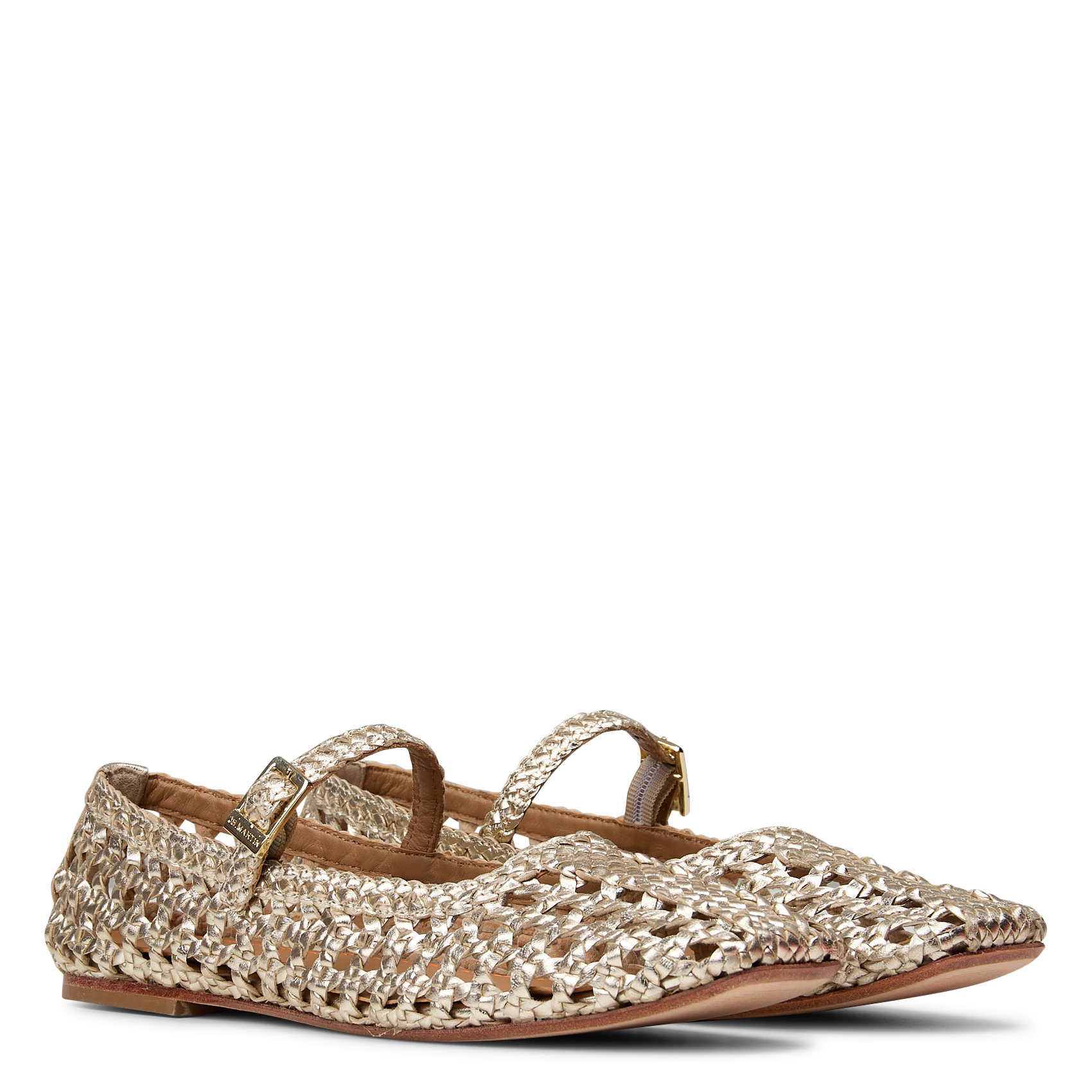 Braided leather ballet pumps JB MARTIN Golden