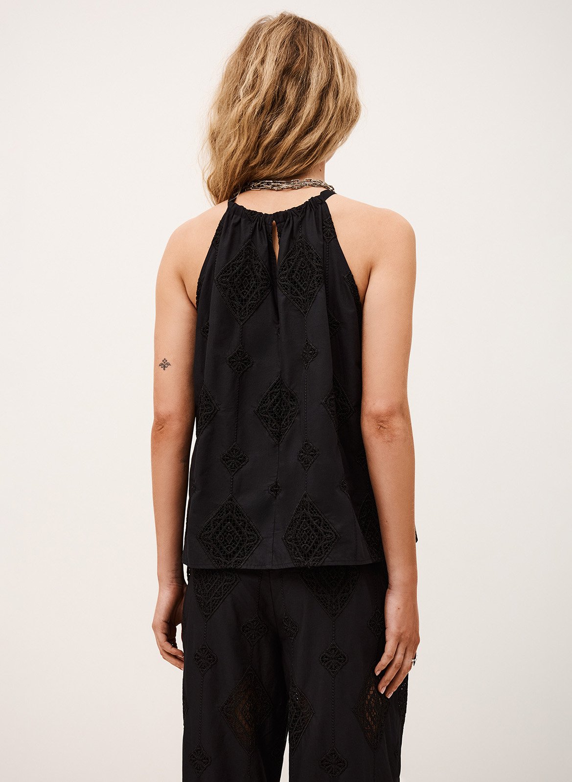 Top col rond en coton mélangé BA&SH Noir