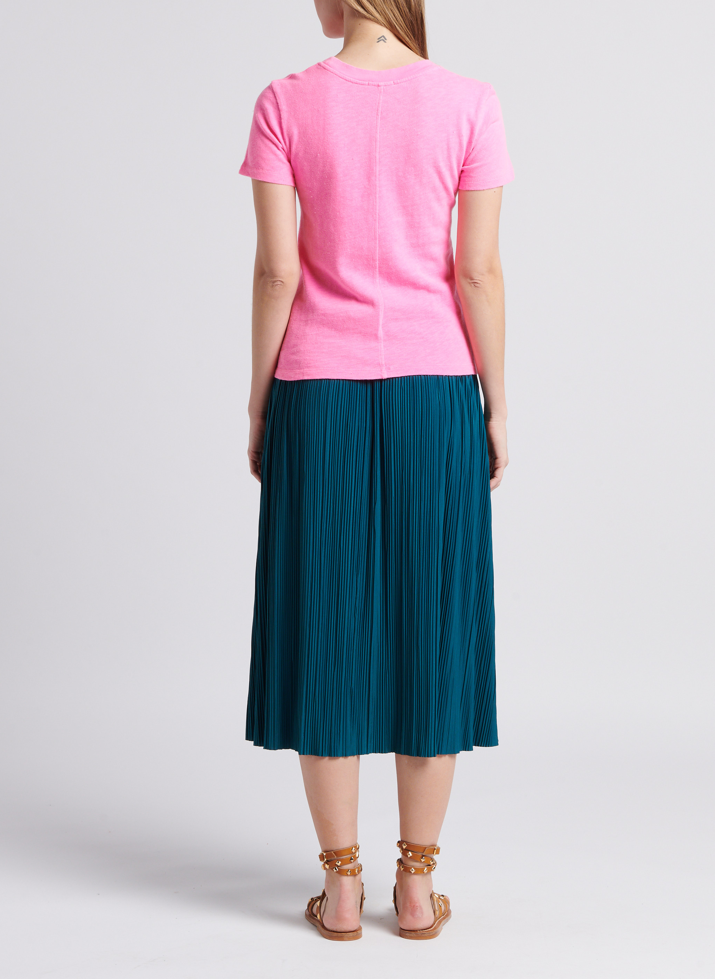 Gerade geschnittenes Rundhals-T-Shirt aus Baumwolle AMERICAN VINTAGE Rosa