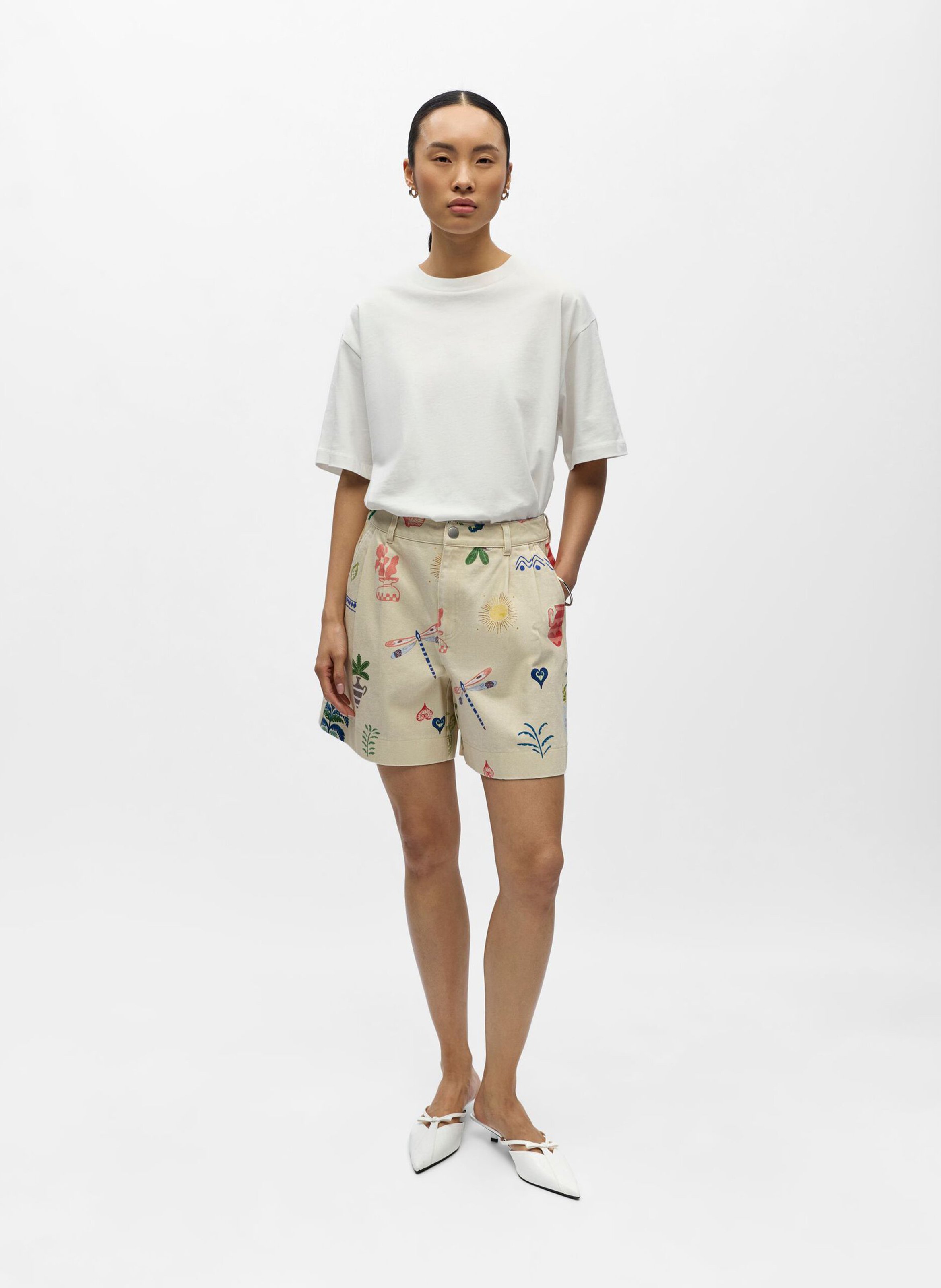 Gerader Rock aus Bio-Baumwolle und bedruckter Baumwolle OBJECT Braun