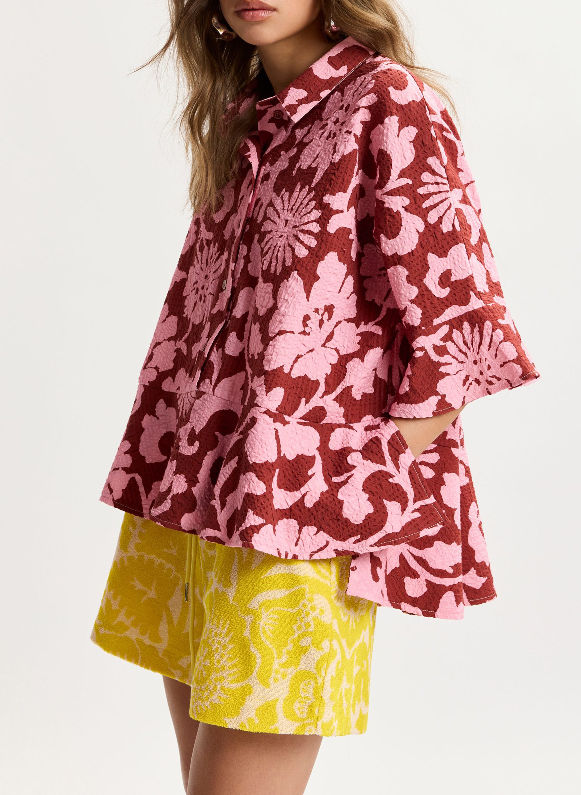 Chemise évasée à motifs en coton ESSENTIEL ANTWERP Rouge