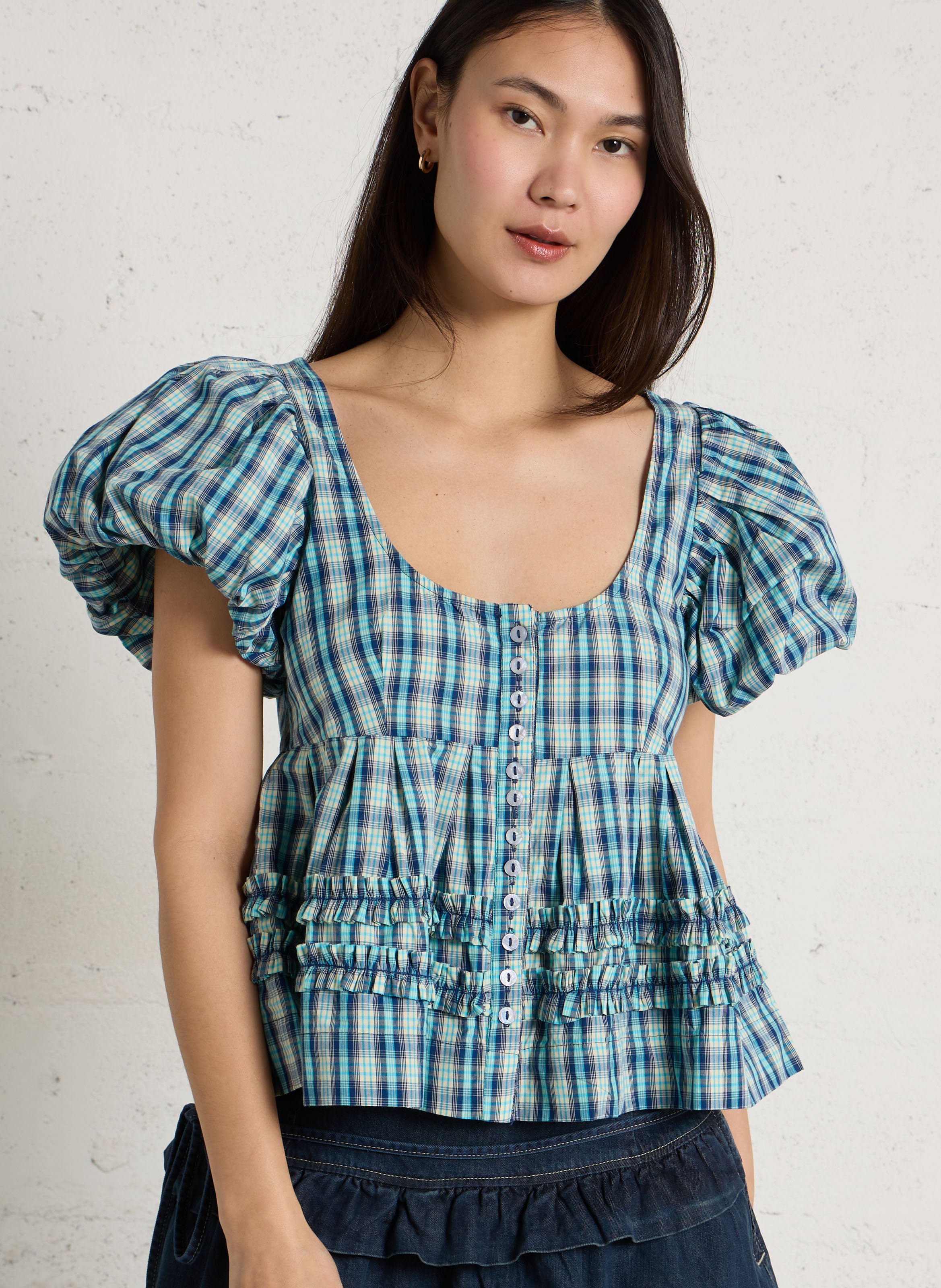 Weites Bio-Baumwolltop DAMSON MADDER Blau