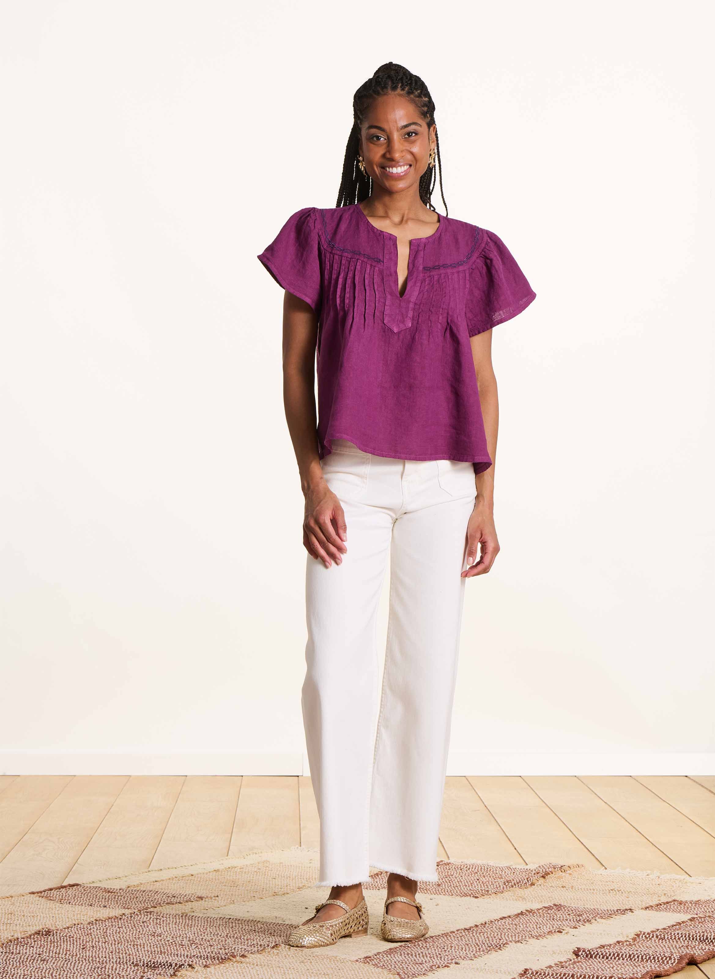 Blouse ample en coton LA FEE MARABOUTEE Violet