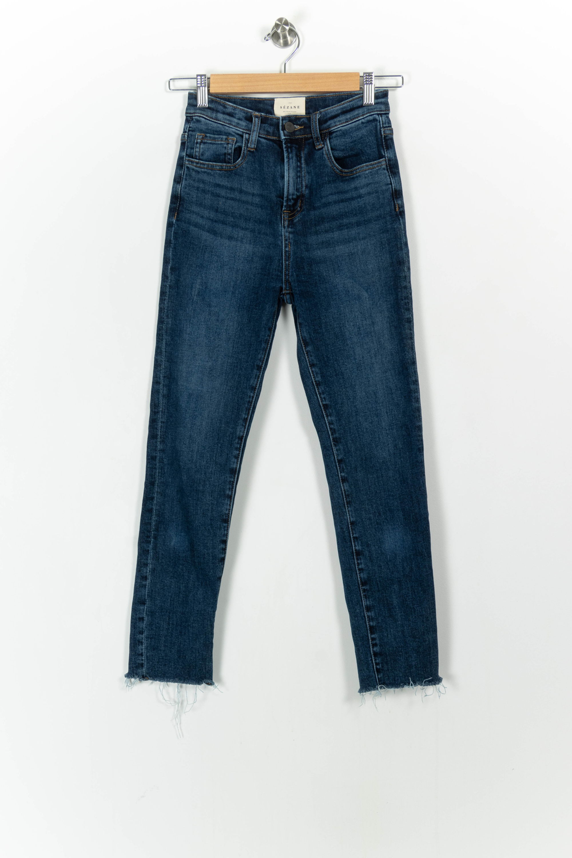 Cropped slim jeans with studs SEZANE - Seconde main Blue