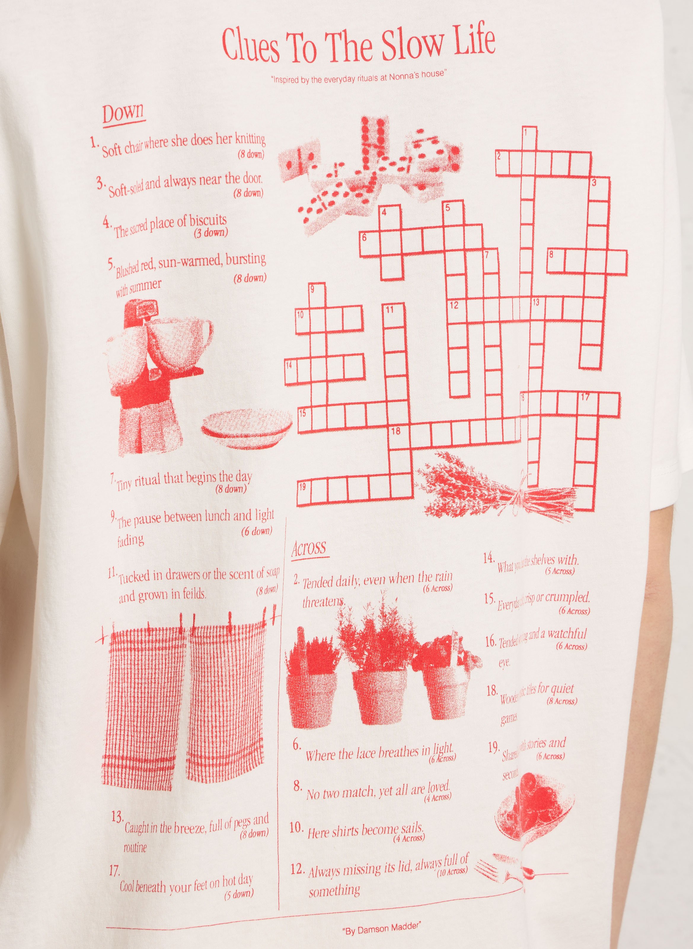 Bedrukt T-shirt met ronde hals van biologisch katoen DAMSON MADDER Wit