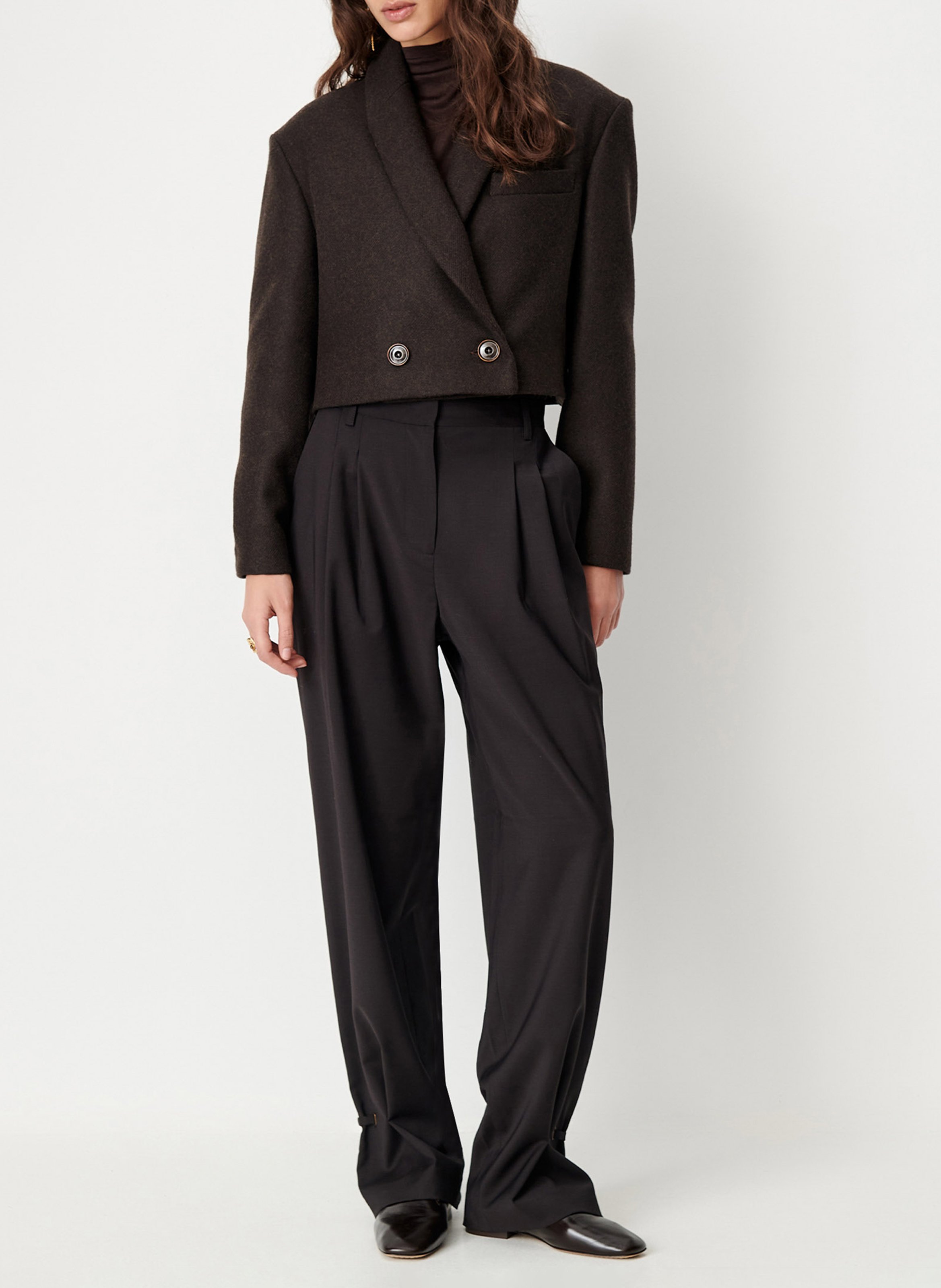 Veste col tailleur en laine mélangée SESSUN Marron