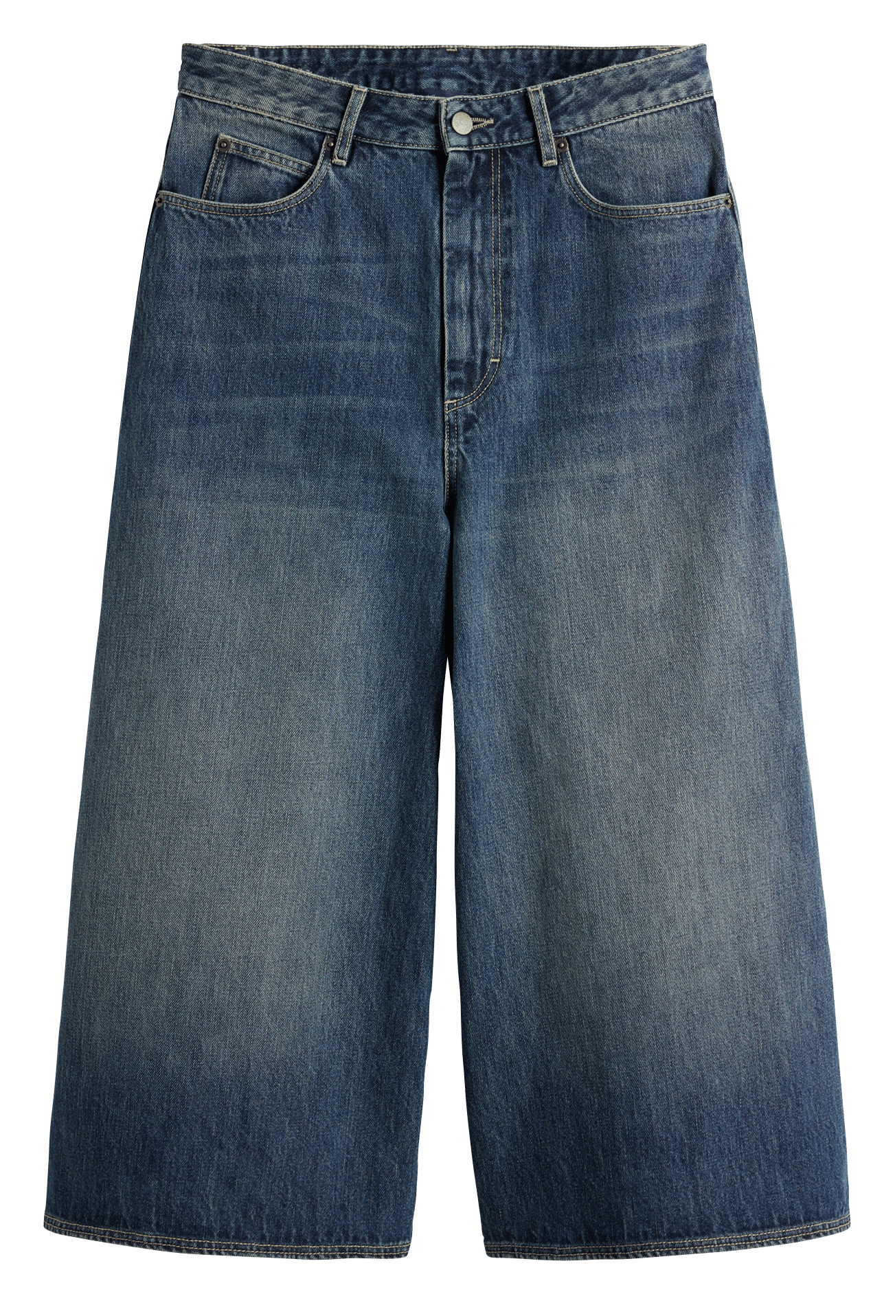 Bermuda large taille haute en jean SOEUR Bleu