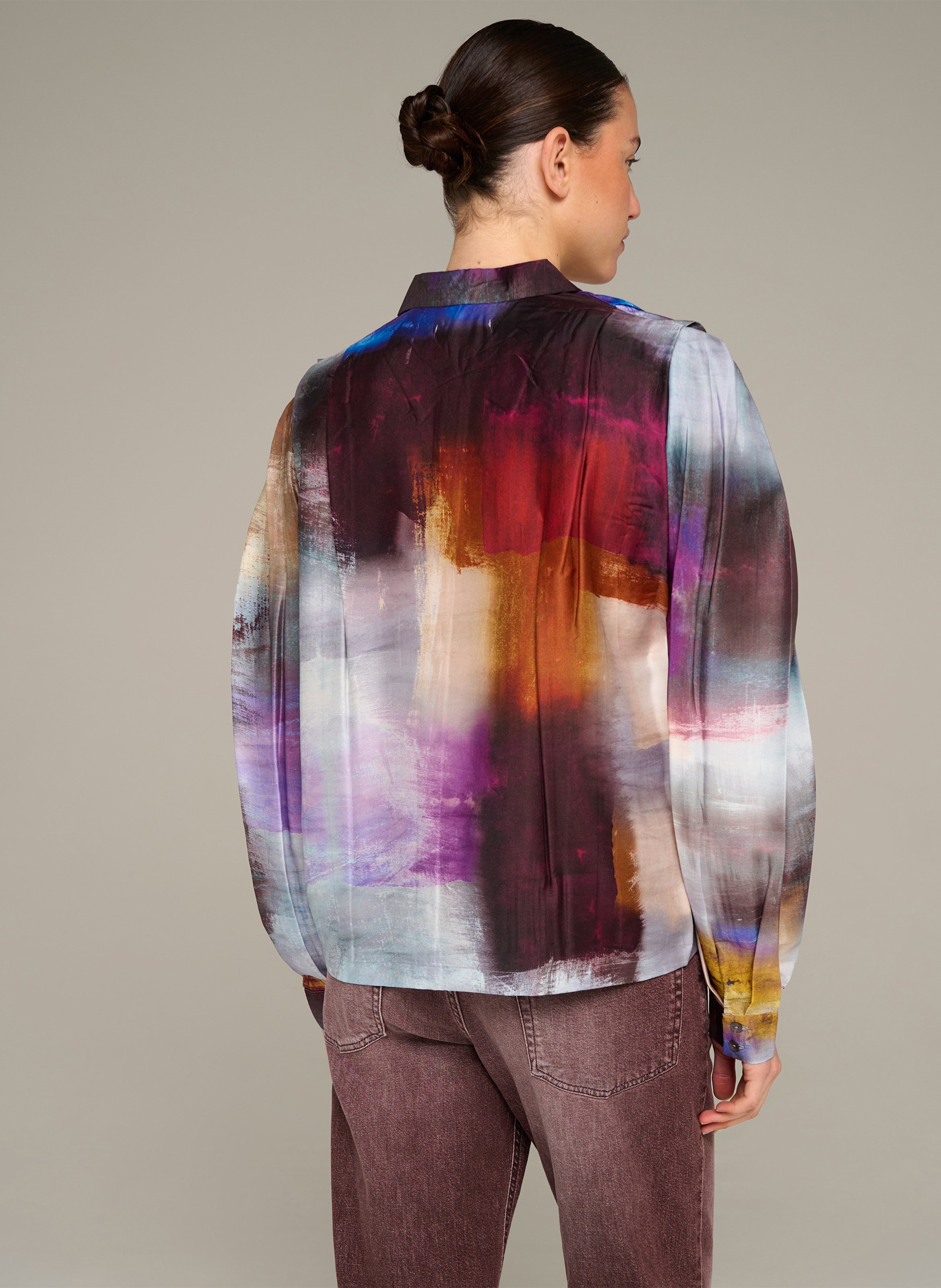 Oversized printed shirt with classic collar COTELAC Blue