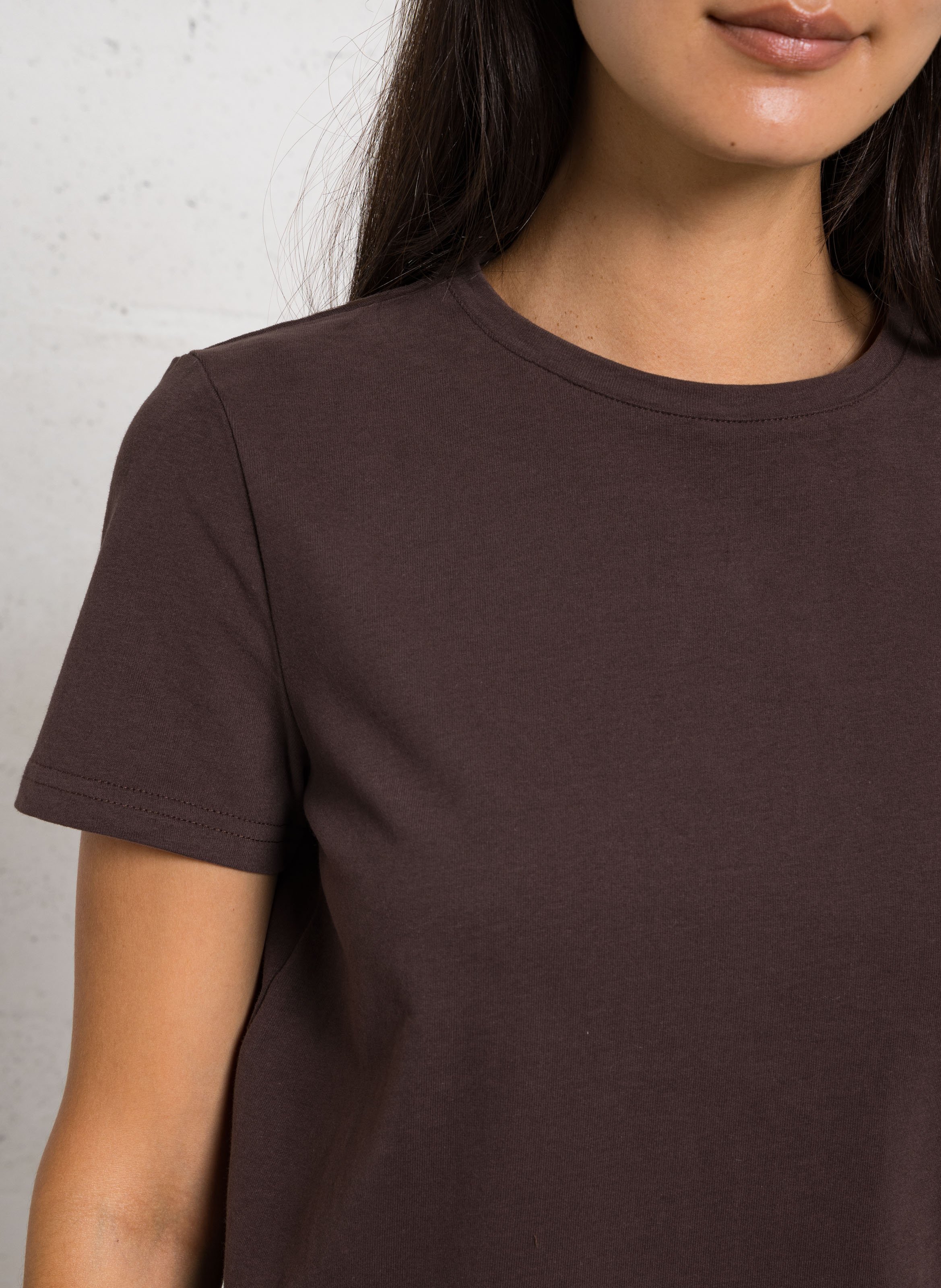 Tee-shirt droit col rond uni LA PETITE ETOILE Marron